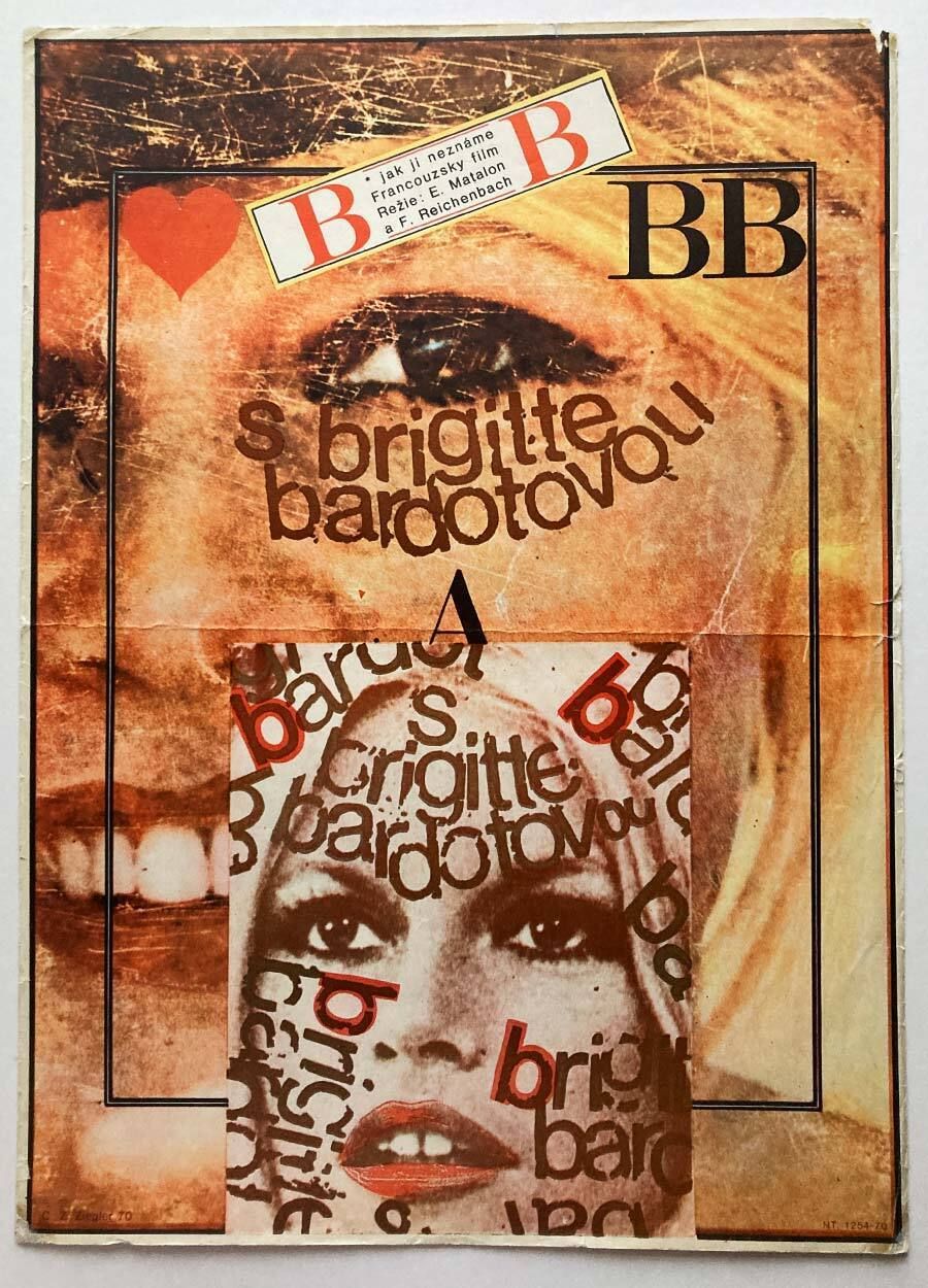 Affiche de cinéma Brigitte Bardot, Zdeněk Ziegler, 1970, impression vintage tchèque d'époque