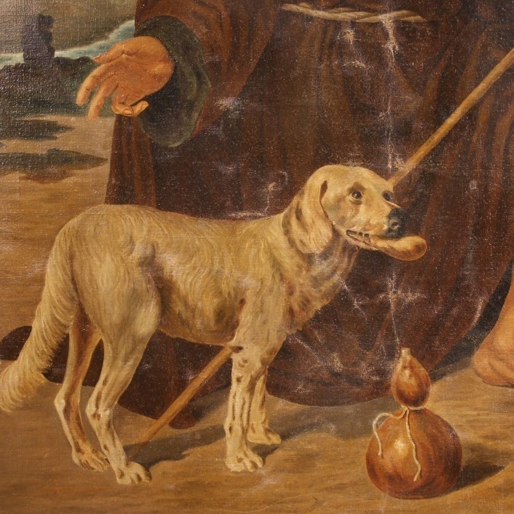 Groot religieus schilderij, begin 20e eeuw – Sint Rochus photo Kunst