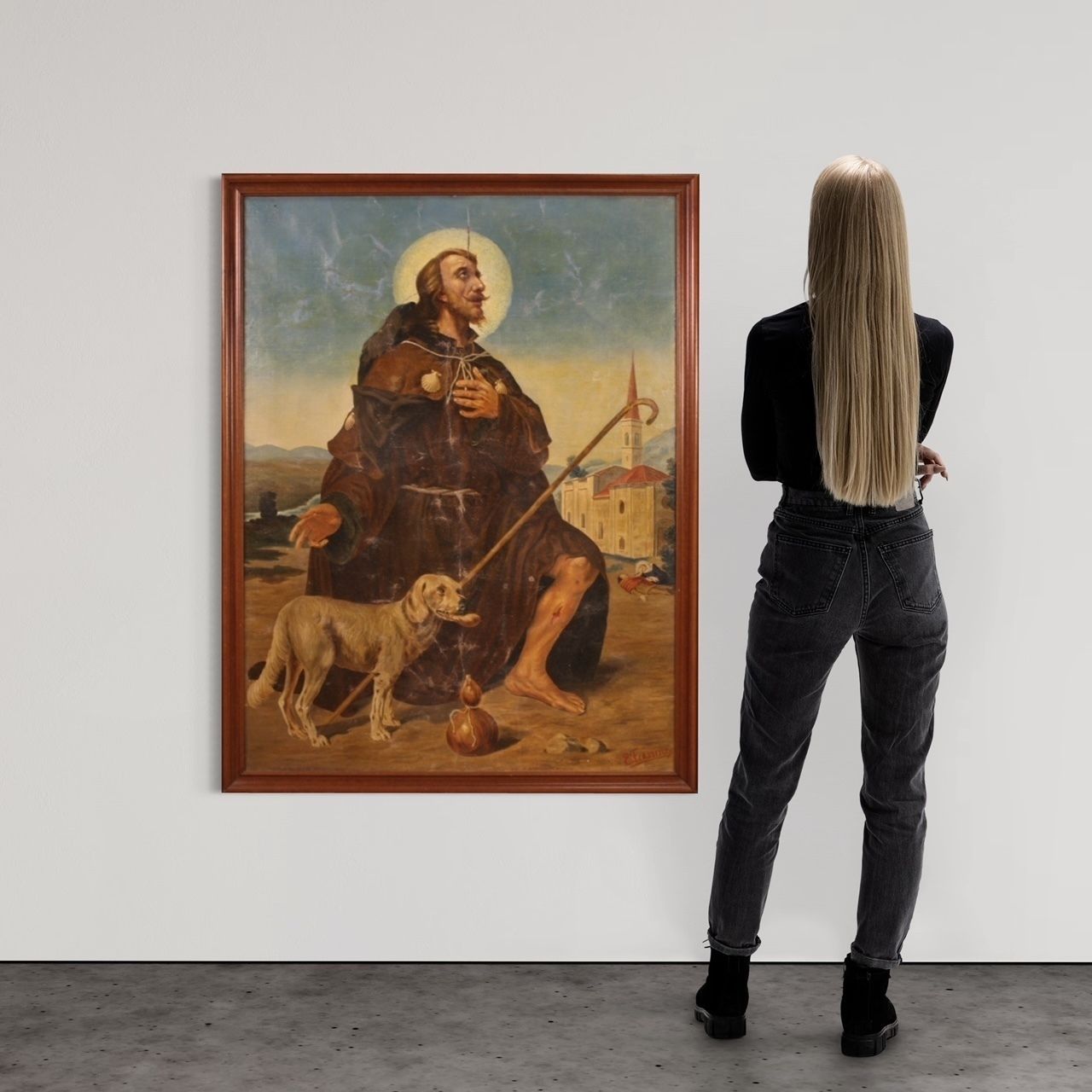 photo vinterior Groot religieus schilderij, begin 20e eeuw – Sint Rochus