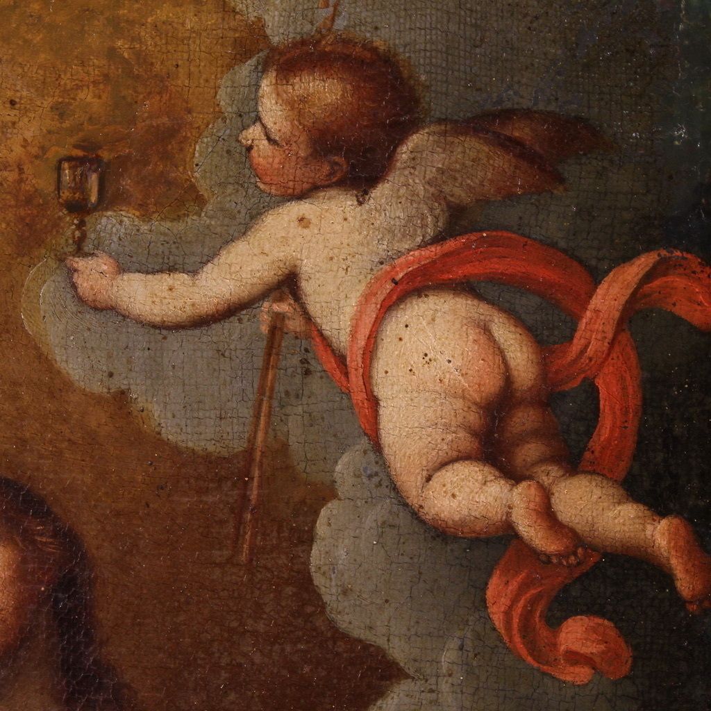 Art Tableau italien d'époque, Christ avec des anges, XVIIe siècle photo