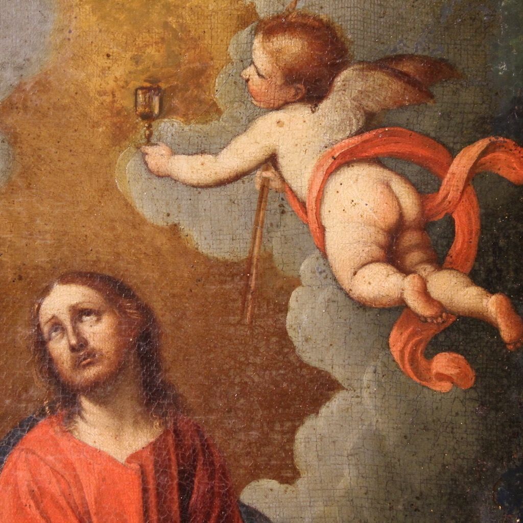 photo vinterior Antiek Italiaans schilderij – Christus met engelen, 17e eeuw