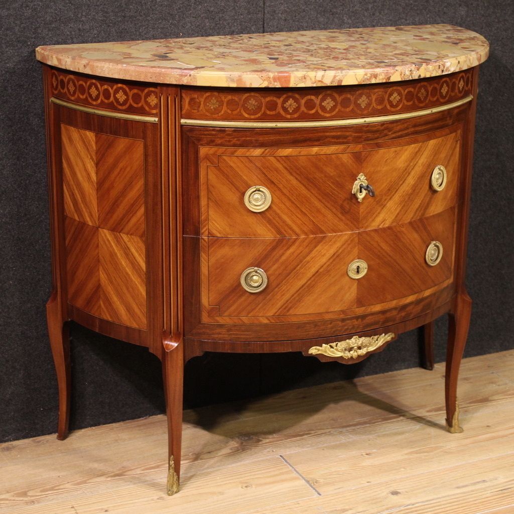 20th Century French Louis XVI Style Half Moon Commode