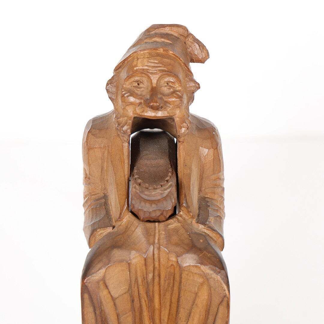 Antique Wooden Nutcracker Figure European Black Forest Hand Carved Lux Folk Art photo vinterior