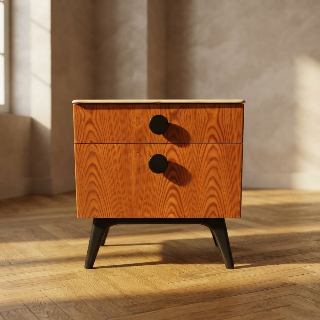 Volledig gerestaureerd nachtkastje van Jindřich Halabala voor ÚP Závody, mid-century modern, jaren 1950, Tsjecho-Slowakije, 55 × 51 × 37 cm