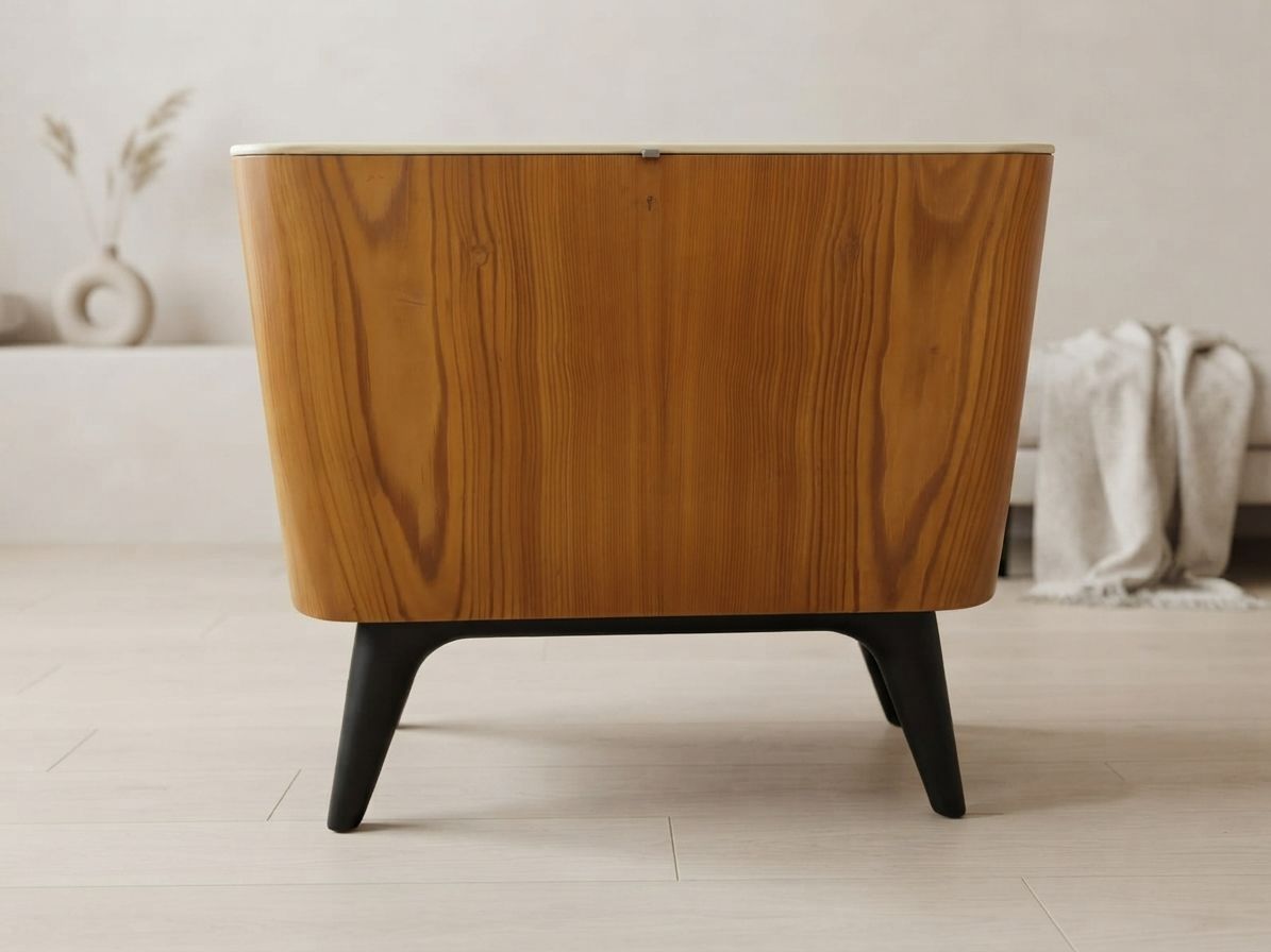 340.0 Volledig gerestaureerd nachtkastje van Jindřich Halabala voor ÚP Závody, mid-century modern, jaren 1950, Tsjecho-Slowakije, 55 × 51 × 37 cm photo