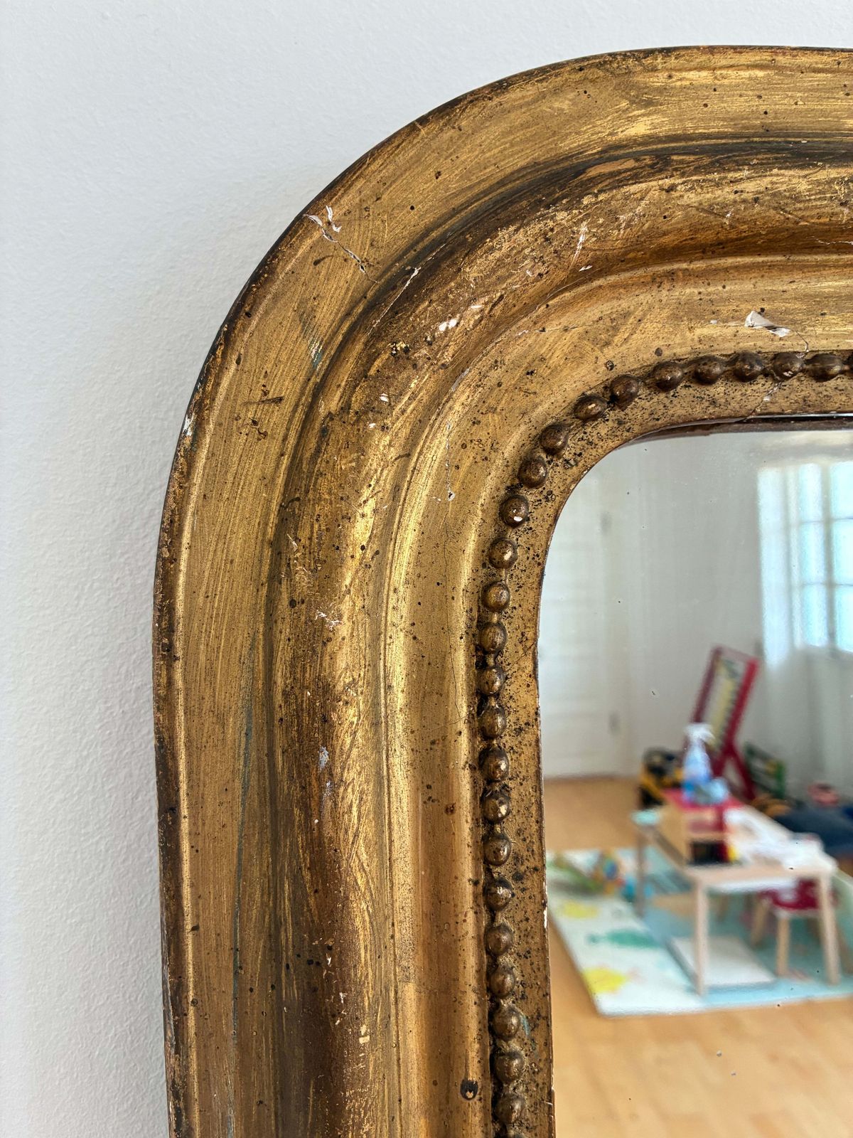 photo furniture Grote antieke Franse Louis-Philippe spiegel in verguld hout - eind 19e eeuw