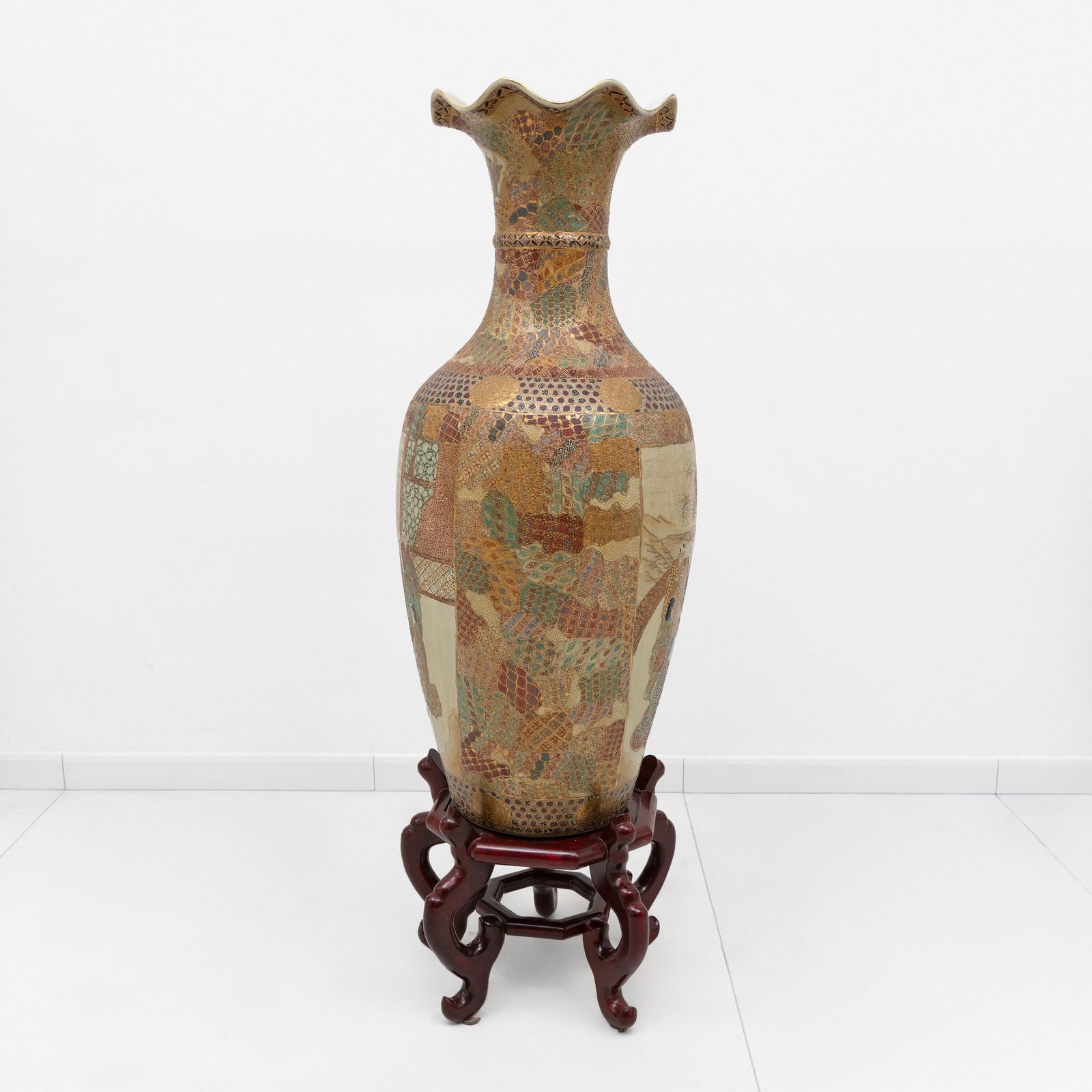Large Japanese Royal Satsuma Vase With Figural And Gilt Decoration photo furniture
