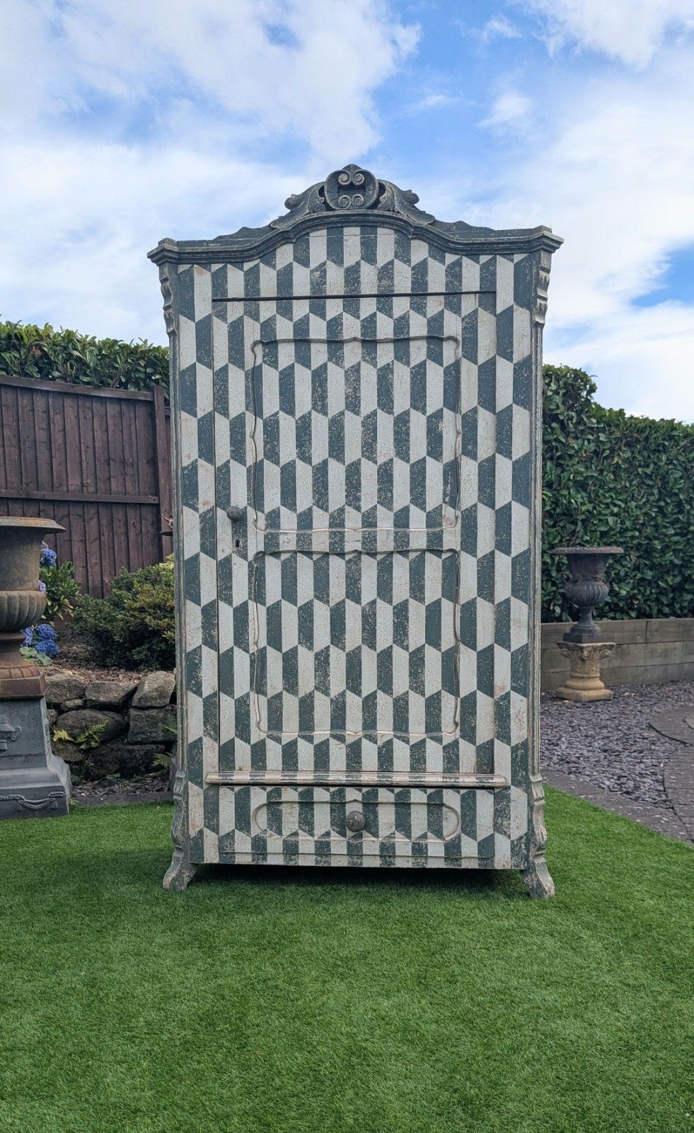 Mid Late 19th Century Italian Pine Painted Wardrobe Delivery Available 0366 photo furniture