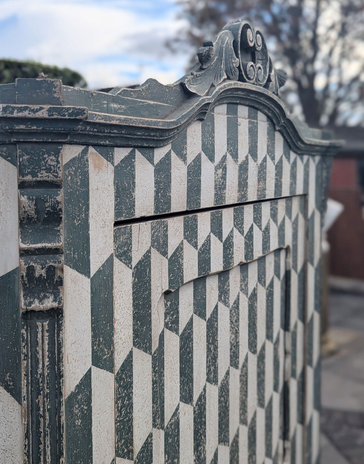 Mid Late 19th Century Italian Pine Painted Wardrobe Delivery Available 0366 photo vinterior
