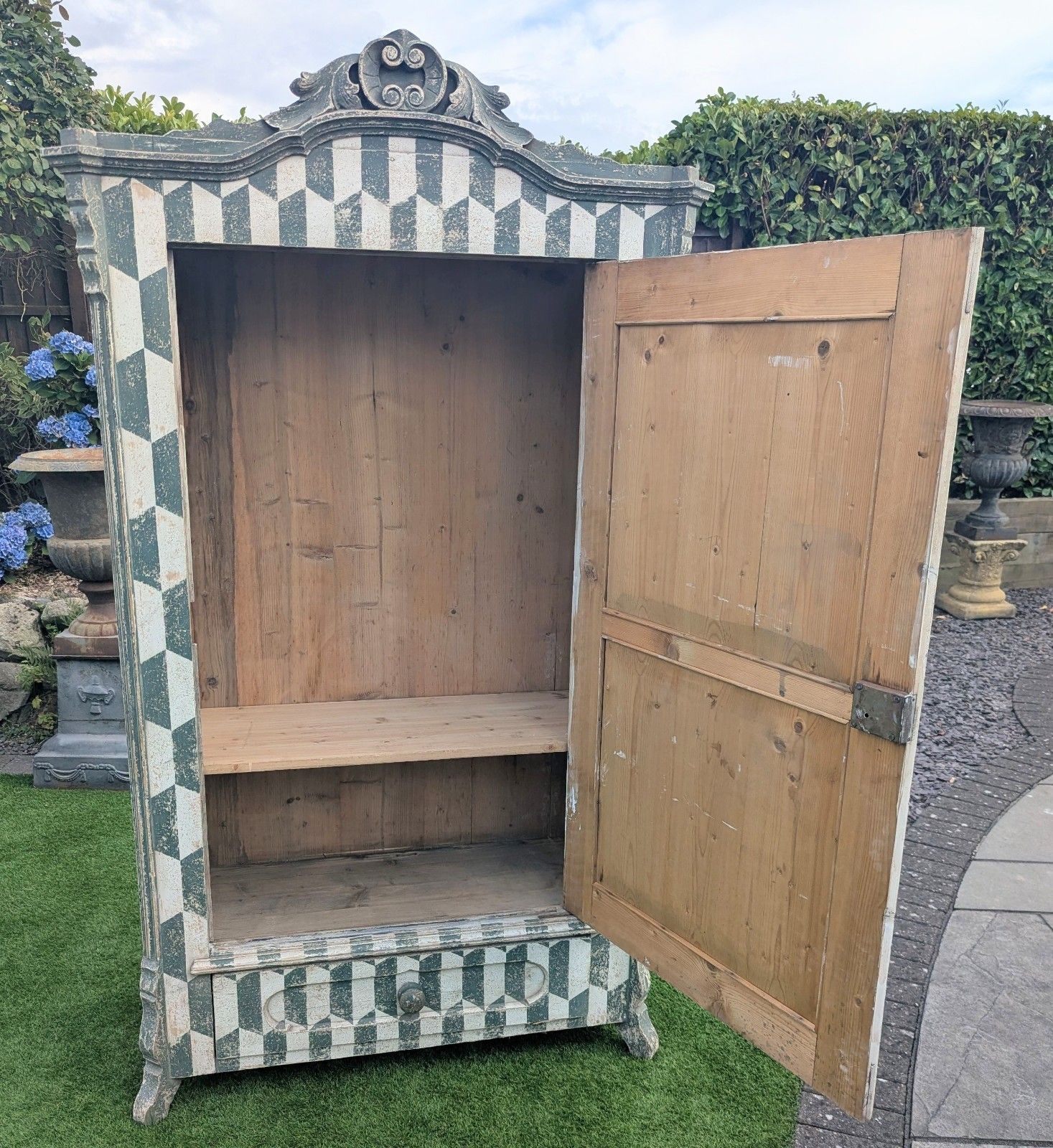 photo for sale Mid Late 19th Century Italian Pine Painted Wardrobe Delivery Available 0366