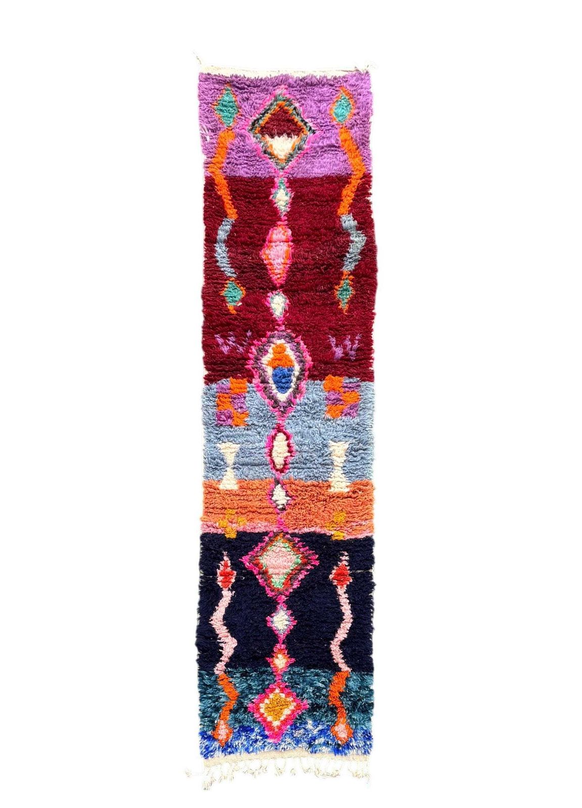 Tapis de couloir moderne à motifs abstraits en laine, fait main au Maroc, 70 x 300 cm photo furniture