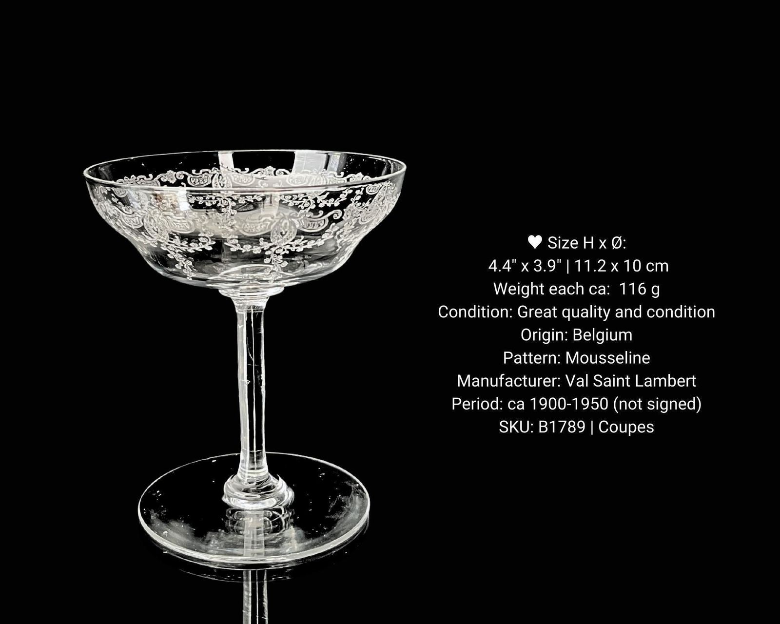 Val Saint Lambert Champagne Glazen | 2 stuks | Geslepen Coupes | Art Nouveau photo 146.0