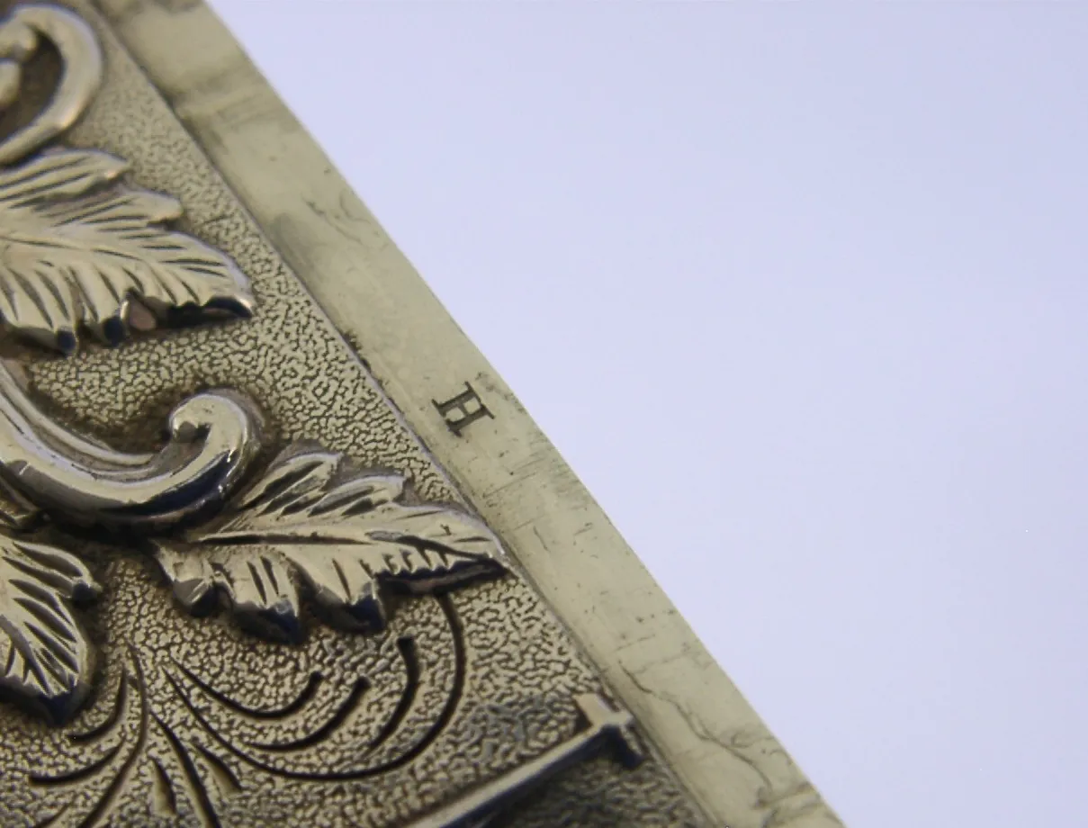 photo vinterior Zeldzaam Amerikaans sterling zilveren Trinity Church Castle Top Card Case ca. 1850