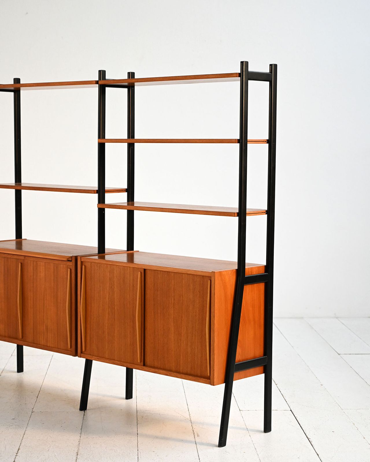 Scandinavian Modular Teak And Lacquered Wood Shelving Unit, 1960s photo buy