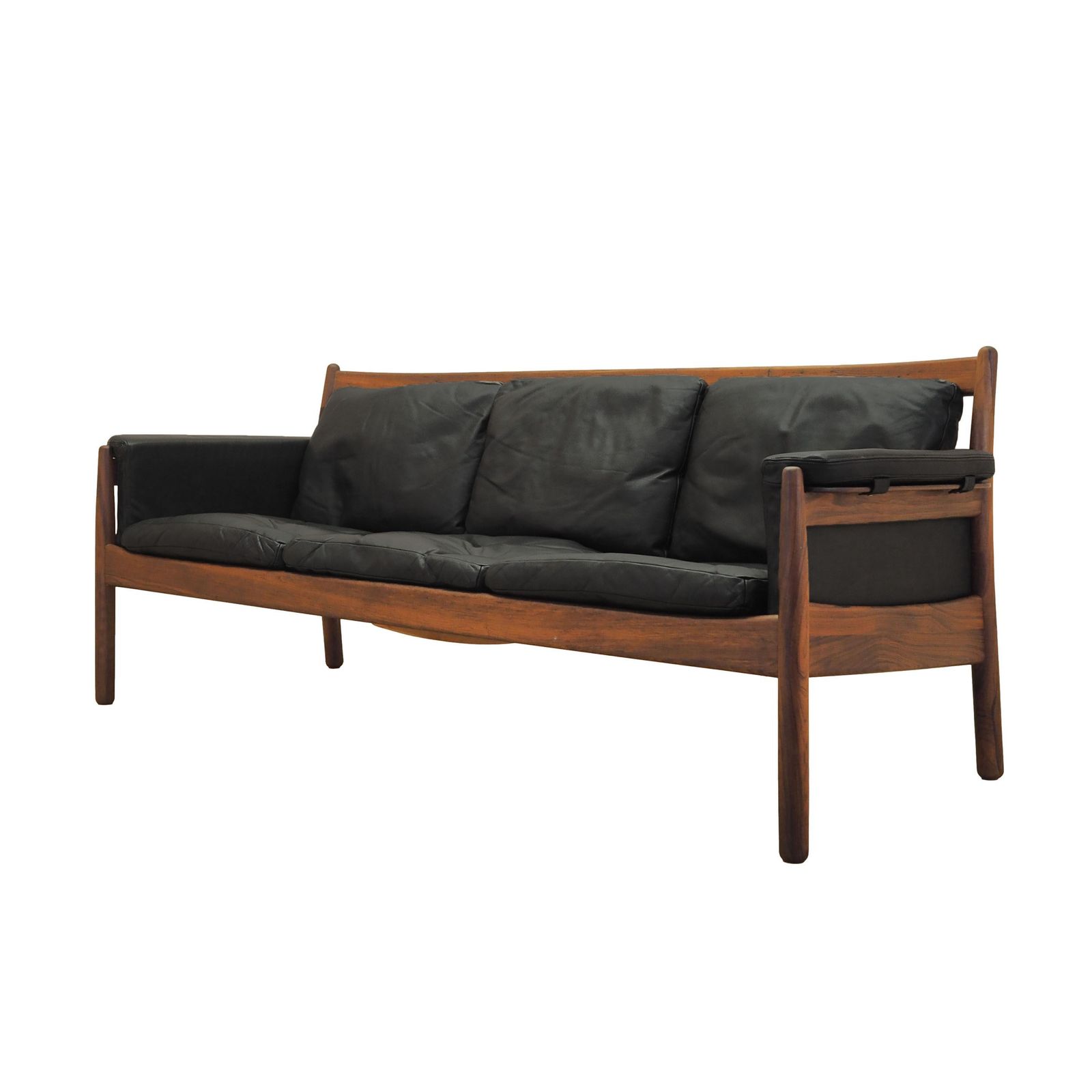 Three Seater Sofa By Gunnar Myrstrand For Källemo, Wood And Leather, 1960s