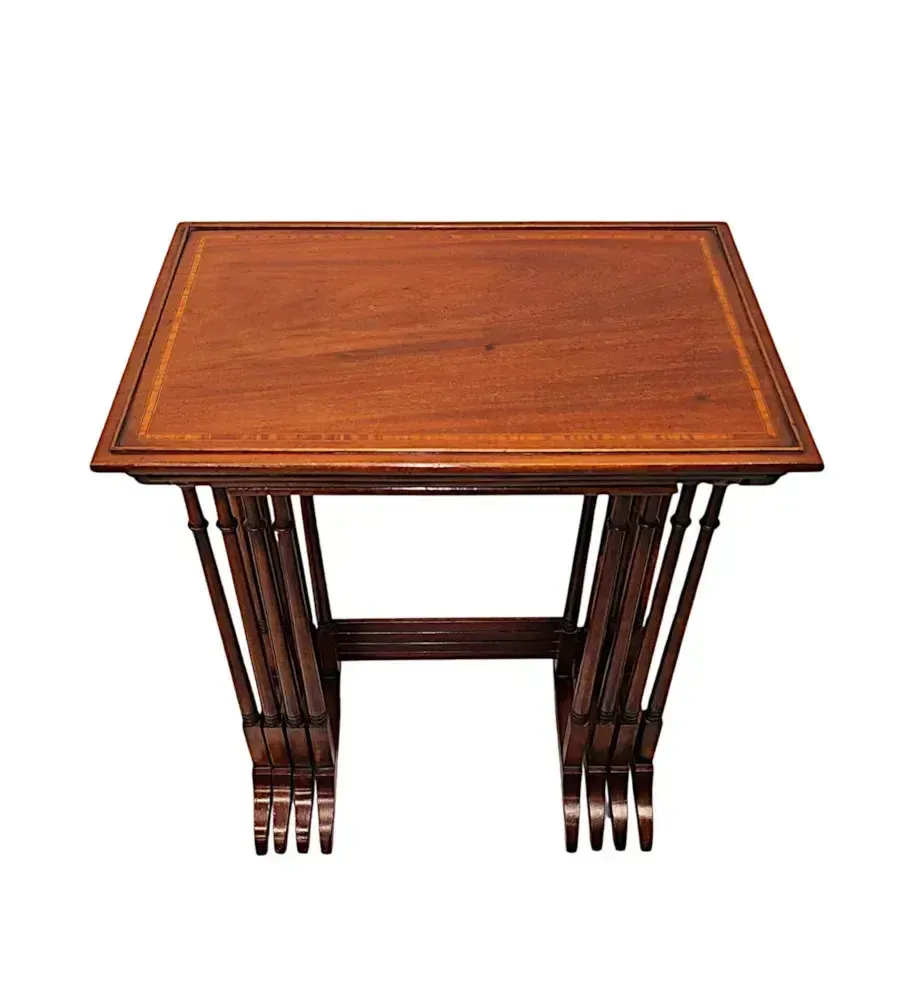 Prachtige set van vier Edwardiaanse inlegwerk tafeltjes photo furniture