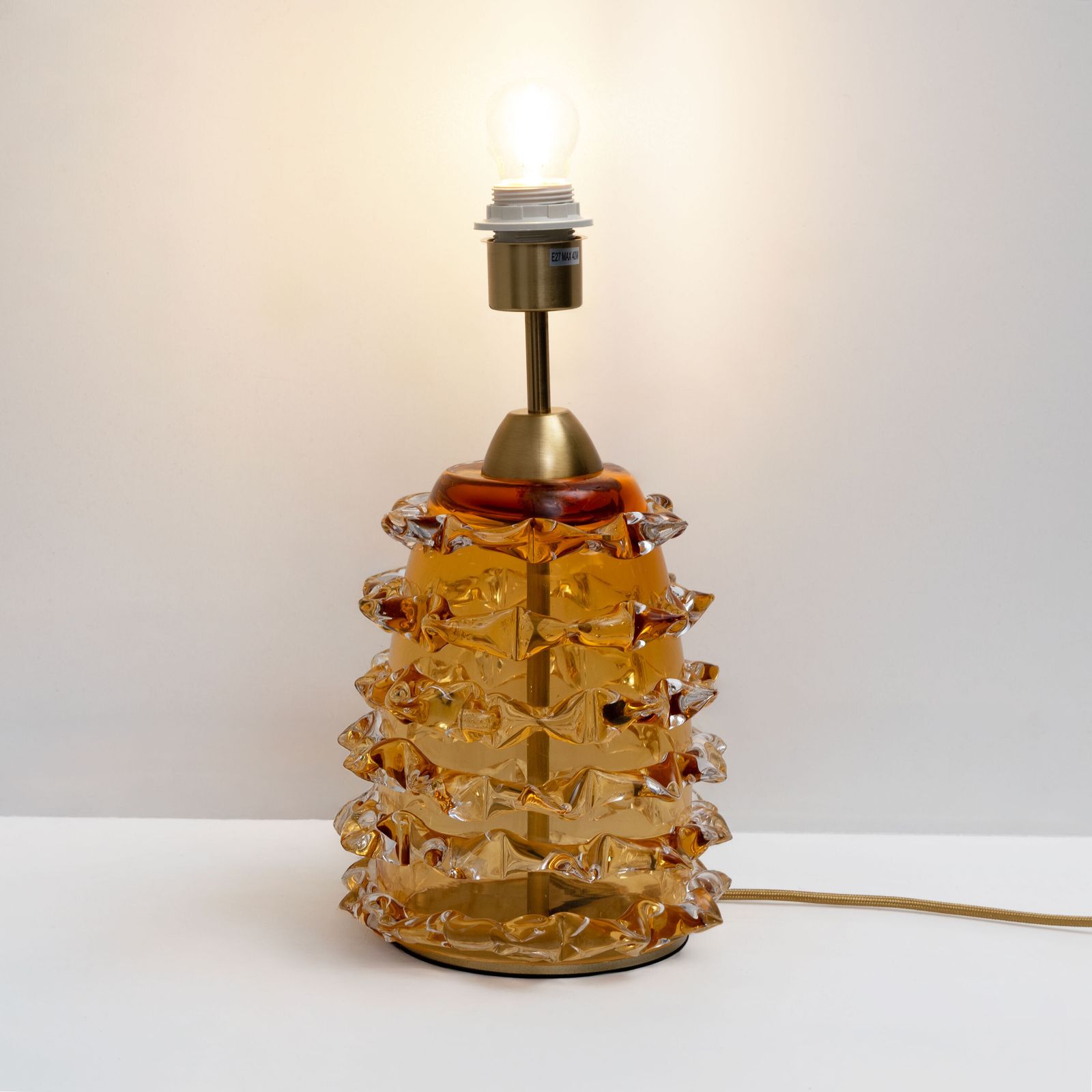 Paar Amber Rostrato Murano Glazen Tafellampen photo 3168.0