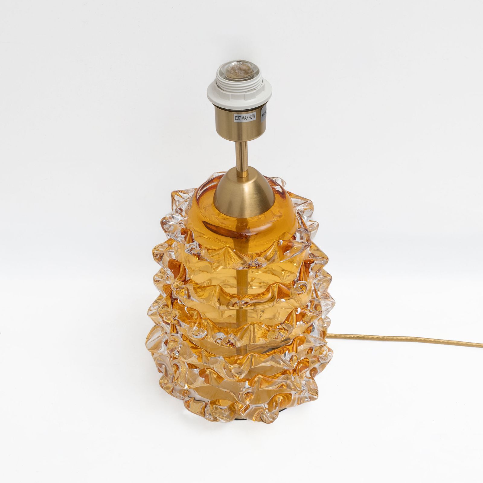 Paar Amber Rostrato Murano Glazen Tafellampen photo vinterior