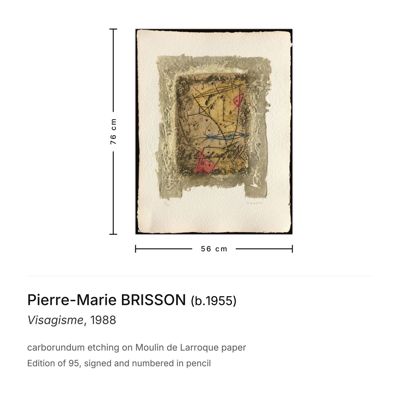 Pierre Marie Brisson Signed Carborundum Etching Visagisme 1988 photo furniture
