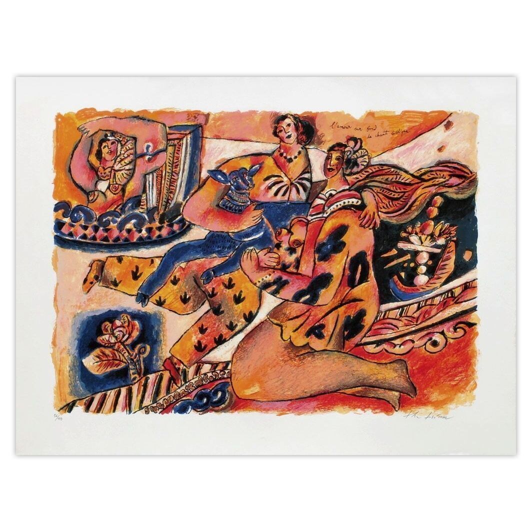 Théo Tobiasse Gesigneerde Lithografie Un Chant D'exil Et De Lumière : L'amour Sur Fond De Chant Biblique 1