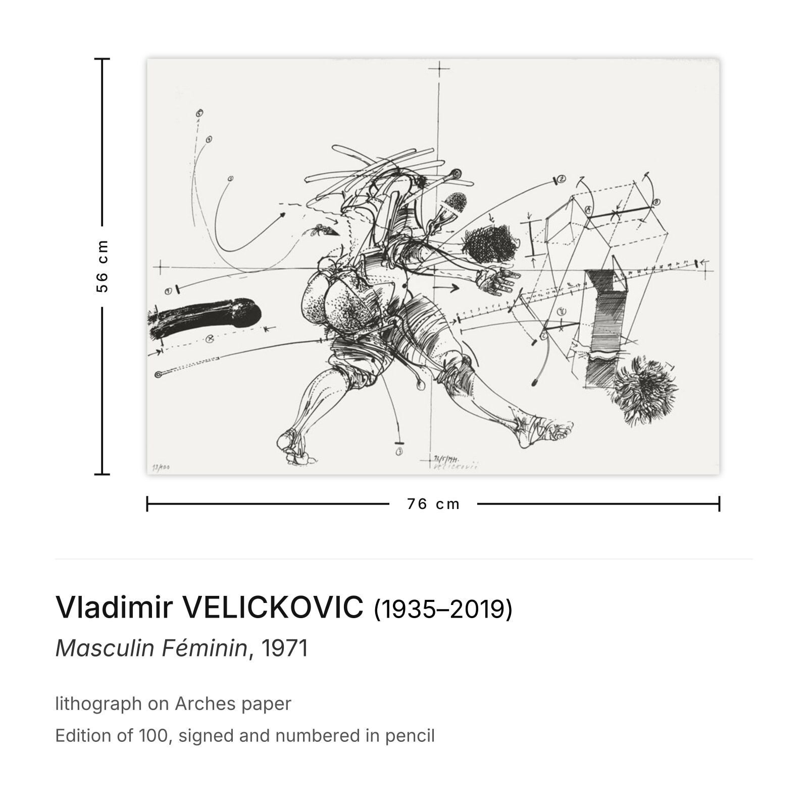 Vladimir Velickovic Signed Lithograph Masculin Féminin 1971 photo furniture
