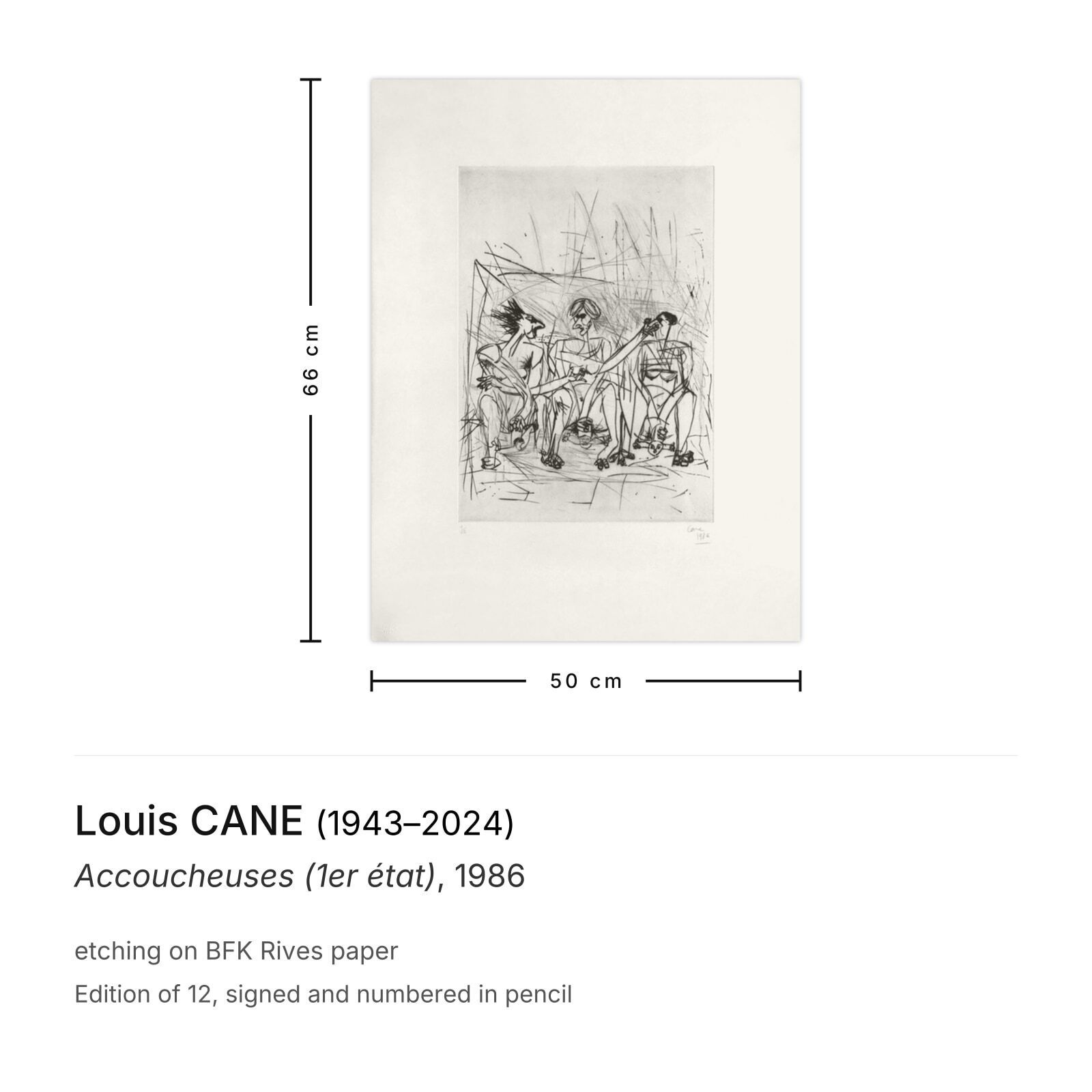 Louis Cane Gesigneerde Ets Accoucheuses (1er état) 1986 photo furniture