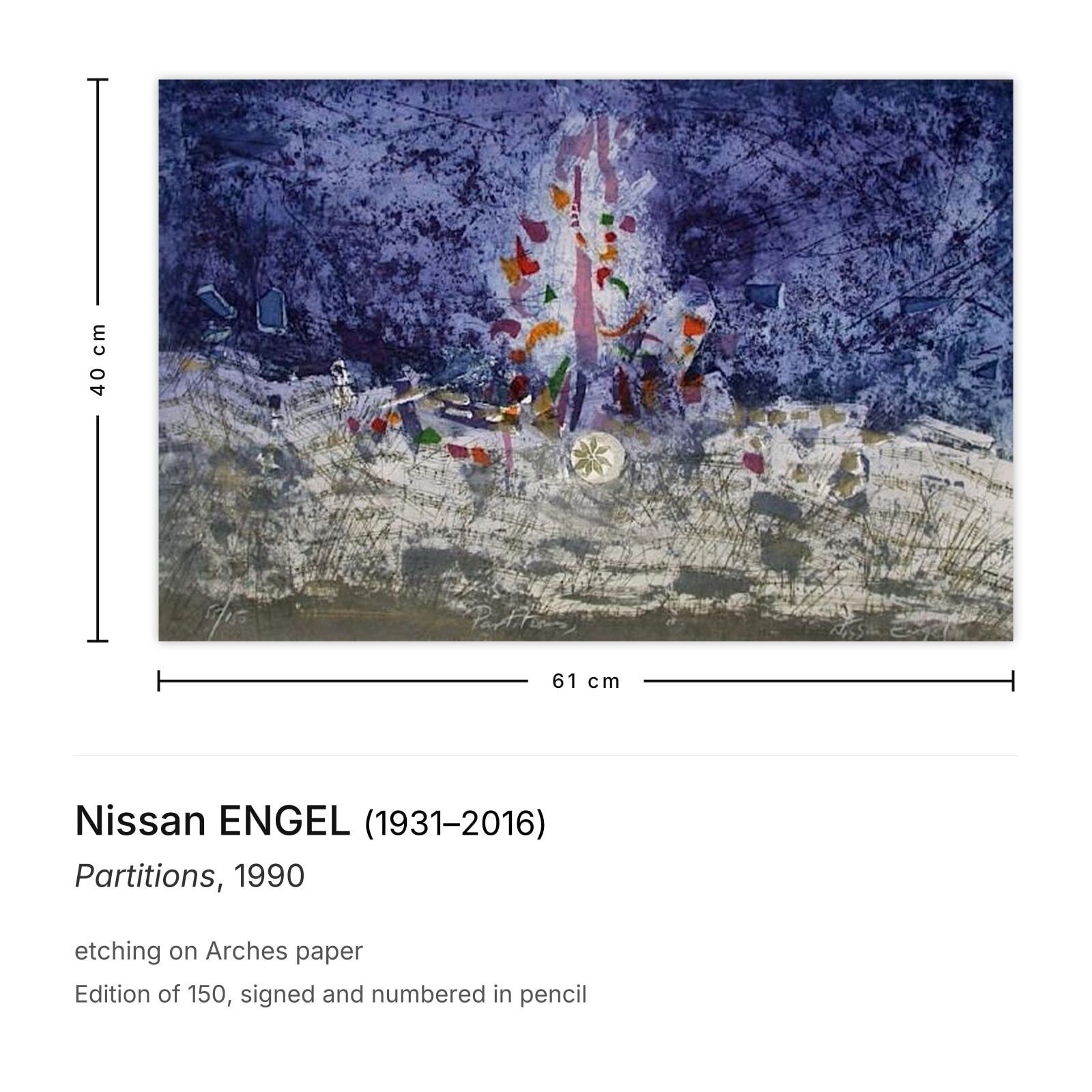 Nissan Engel Gesigneerde Ets Partitions 1990 photo furniture
