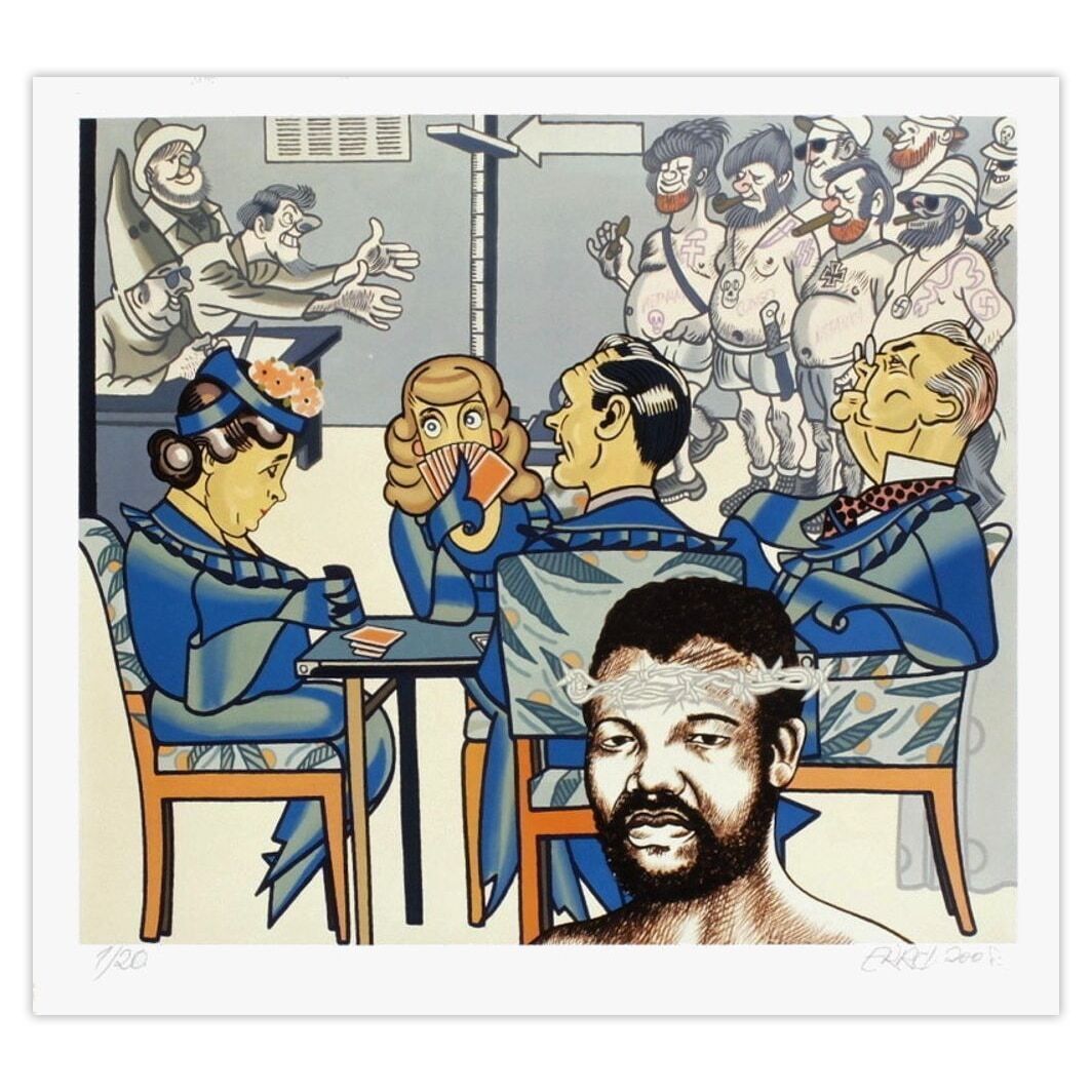 Gudmundur Erro Gesigneerde Archival Pigment Print Hommage à Mandela (Nelson Mandela) 2009