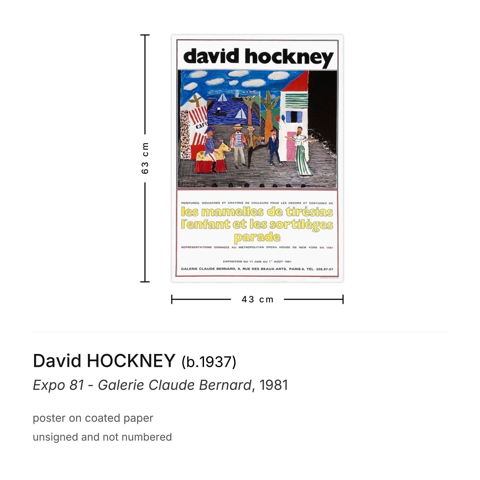 David Hockney Poster Expo 81   Galerie Claude Bernard photo furniture