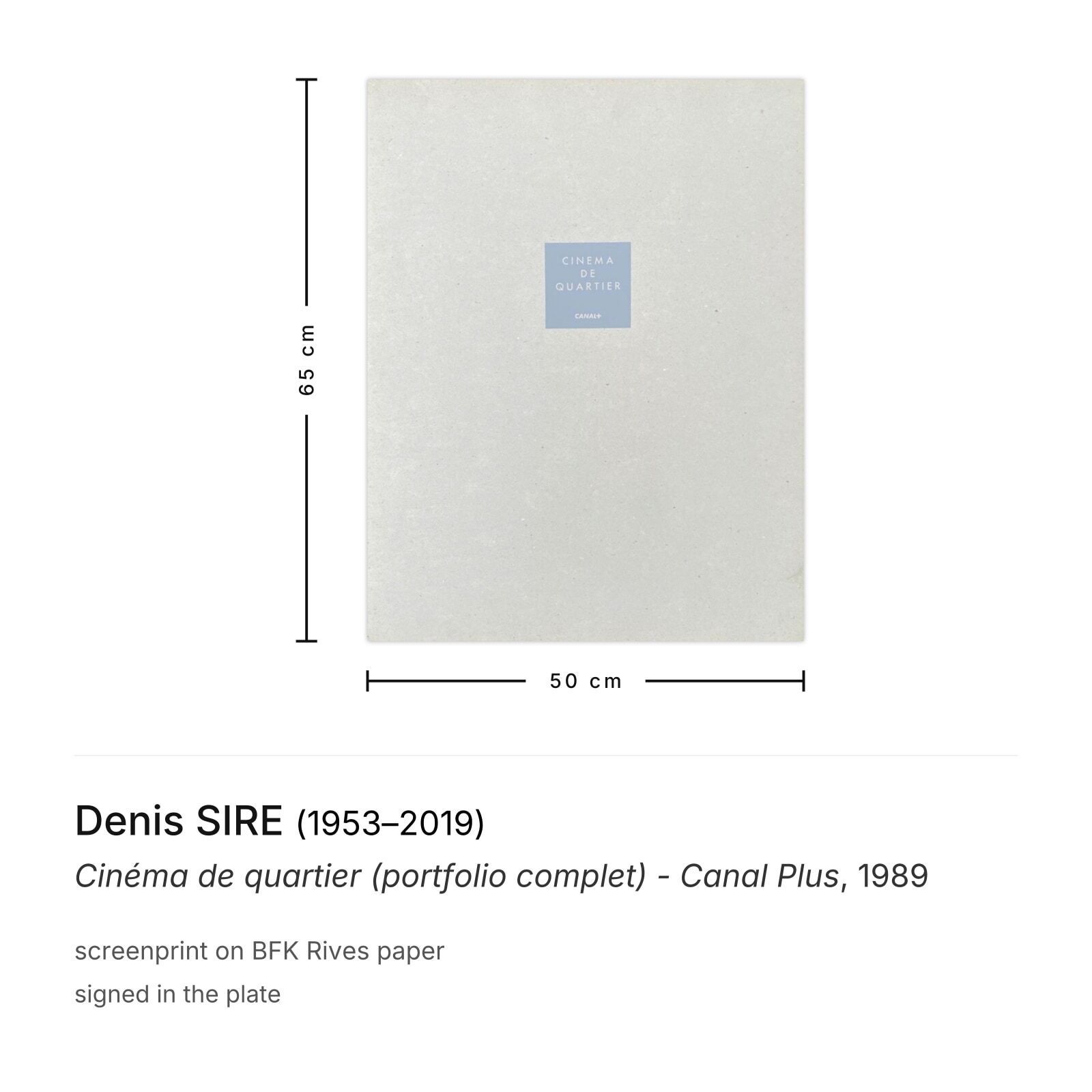 Denis Sire Screenprint Cinéma De Quartier (Portfolio Complet) Canal Plus 1989 photo furniture