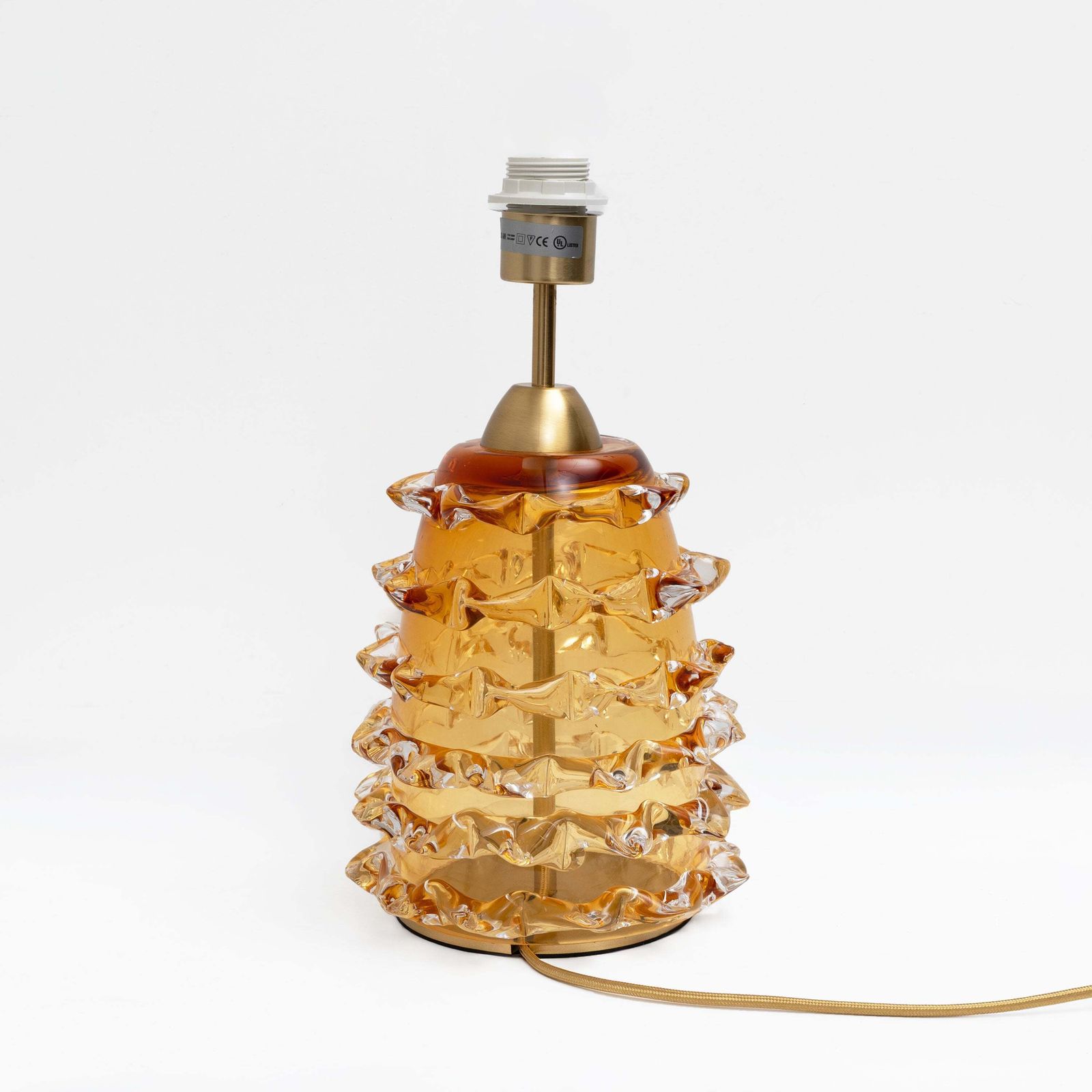 Paar Amber Rostrato Murano Glazen Tafellampen photo for sale