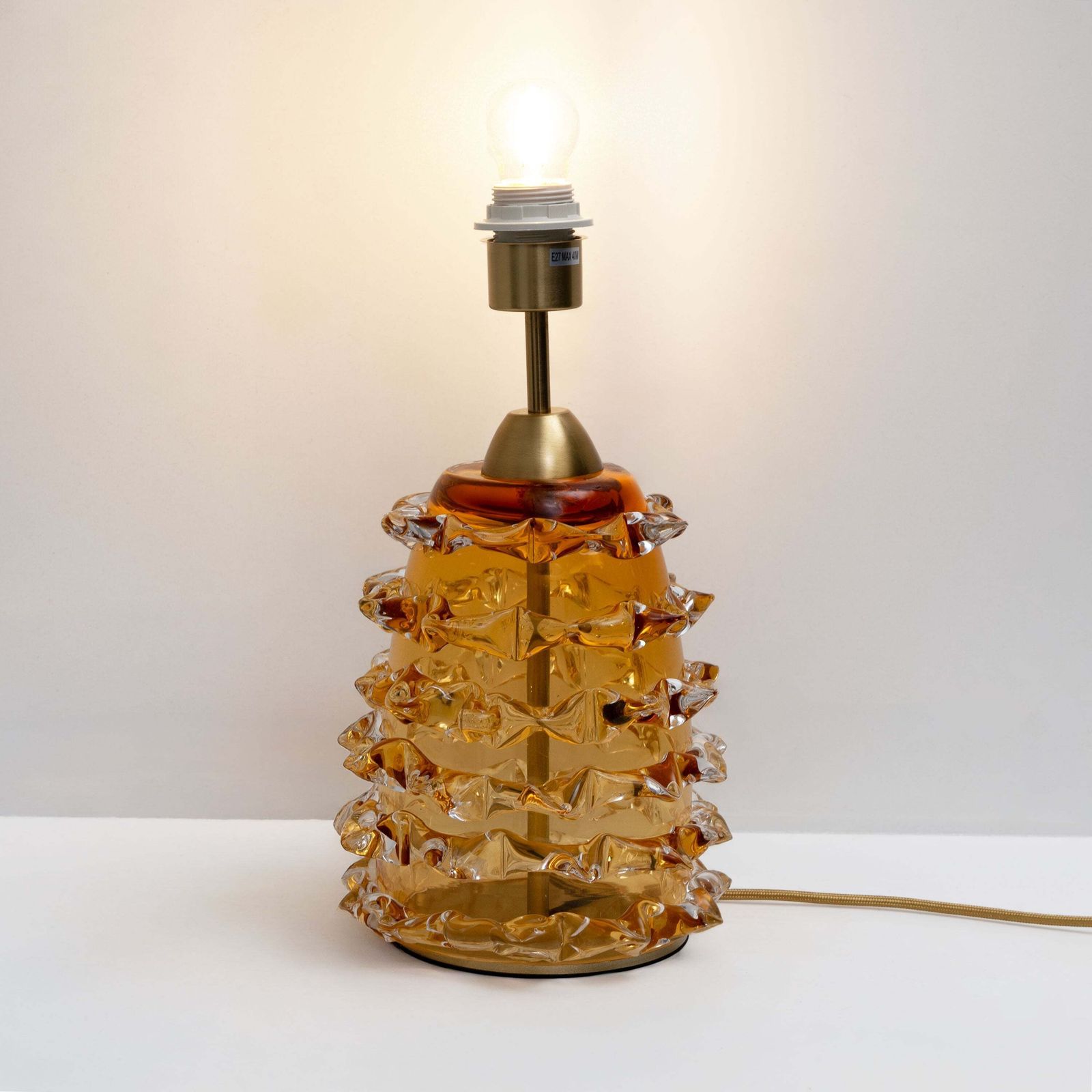 Paar Amber Rostrato Murano Glazen Tafellampen photo buy