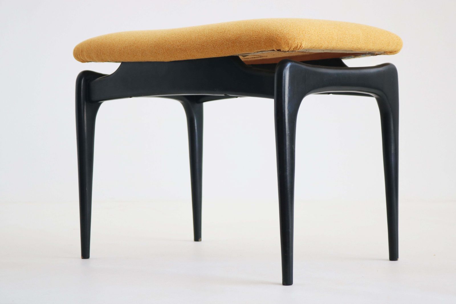 1950s Italian Organic Ebonized Wood Ottoman Or Foot Stool In Style Of Gio Ponti photo furniture