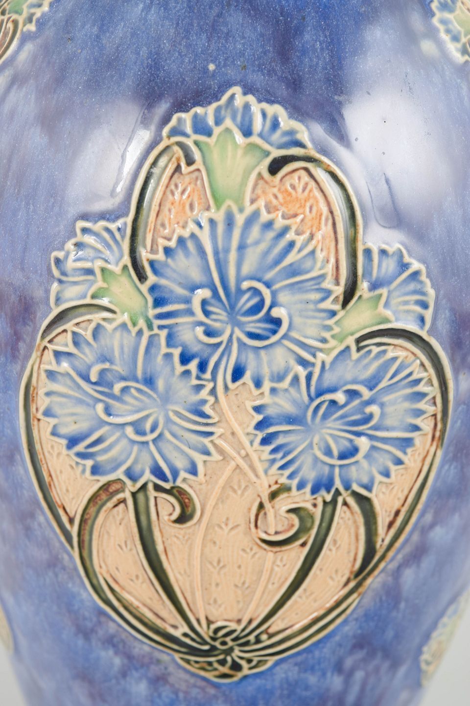 Royal Doulton. Art Nouveau Vase With Floral Motifs In Relief. 1930s photo for sale
