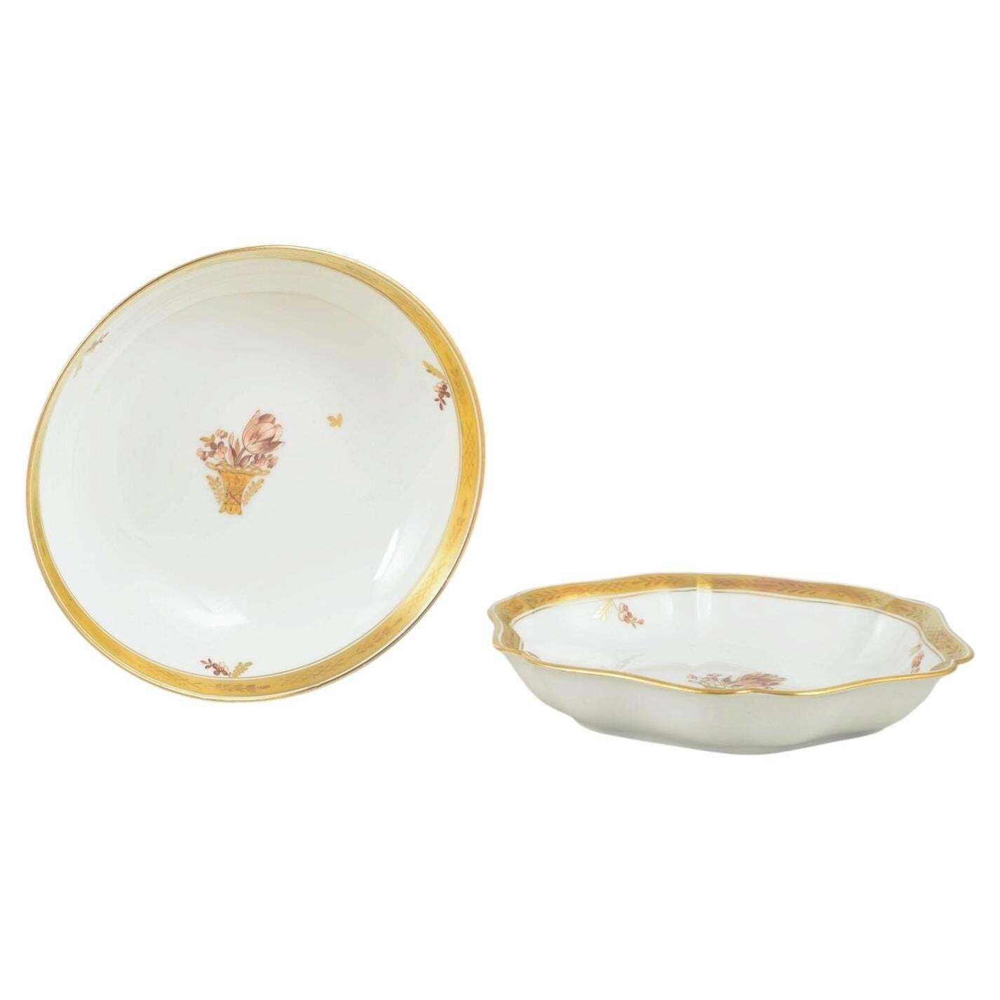 Royal Copenhagen Golden Basket. Two Porcelain Bowls, 1960s