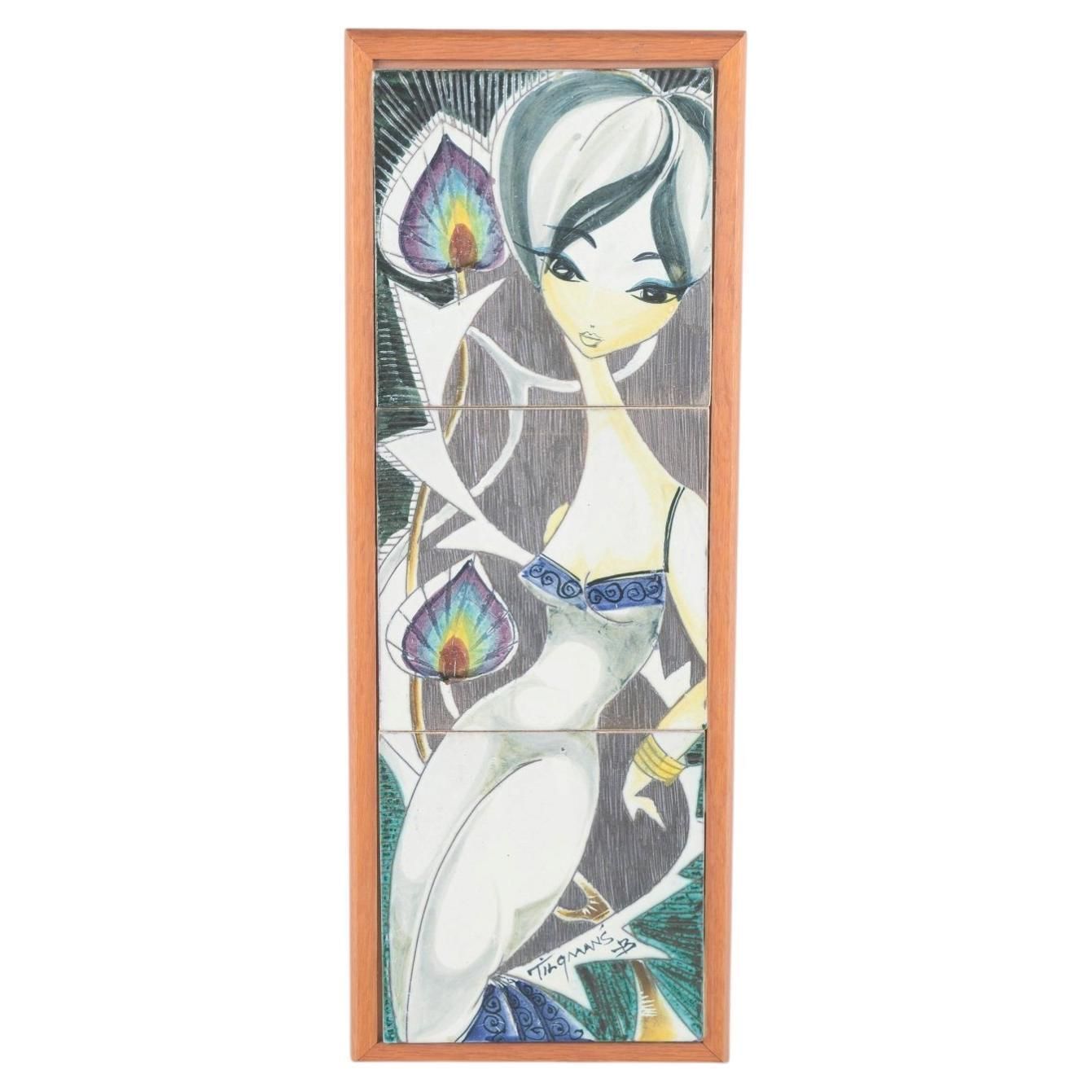 Yngvor Blomström For Tilgmans. Ceramic Wall Plaque With Female Figure. 1950s/60s