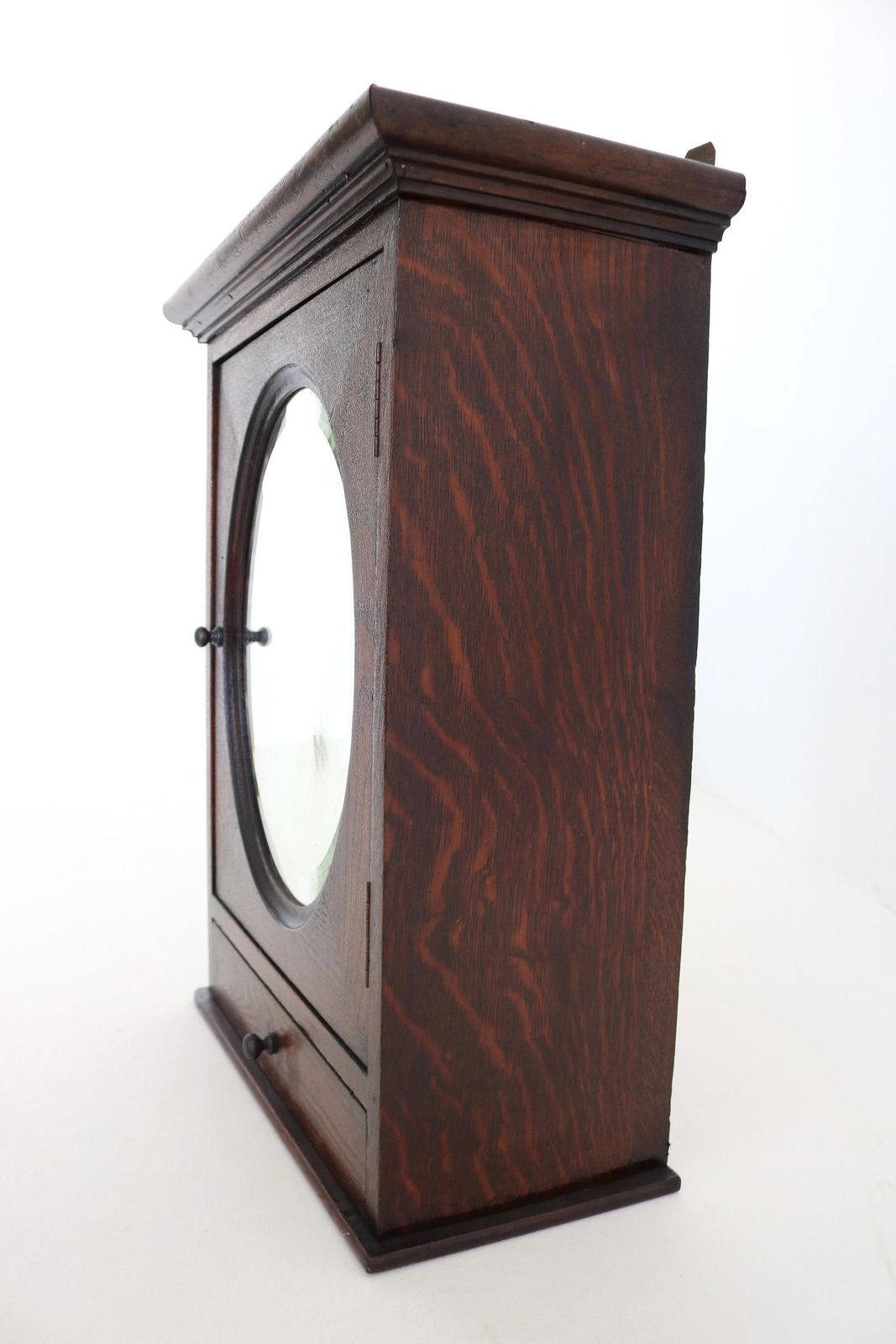 photo for sale Antiek Eikenhouten Wandkastje met Geslepen Ovale Spiegel | Arts & Crafts Medicijnkastje