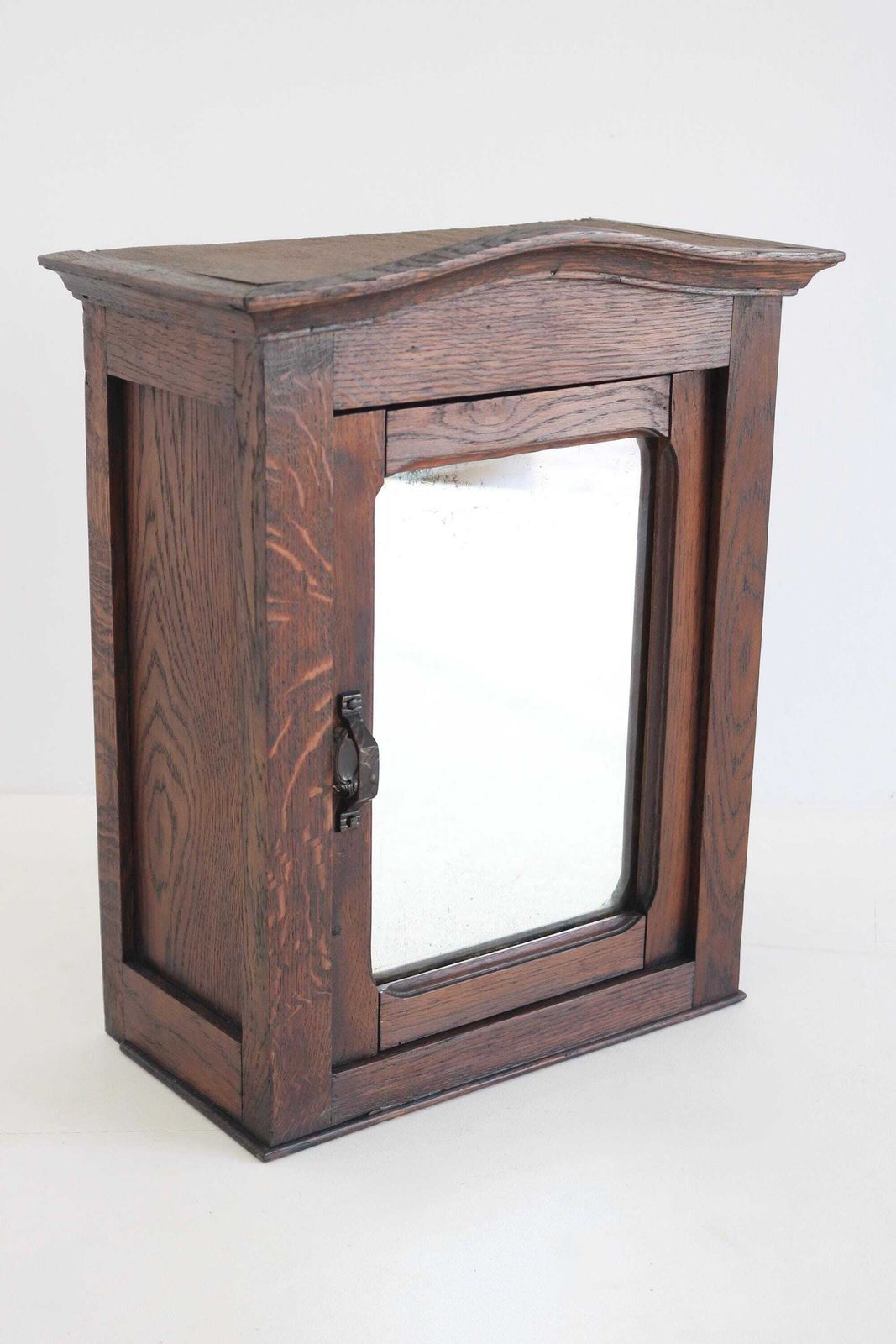 Antique Oak Mirror Wall Cabinet | Bathroom Storage | Hanging Or Freestanding photo furniture