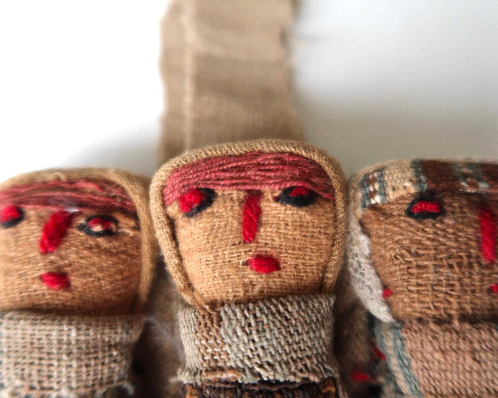 Vintage Peruvian Wall Hanging Textile Chancay Folk Dolls, 1970s / Peru, Burial Dolls, Lucky Charm, Home Decor photo 154.0