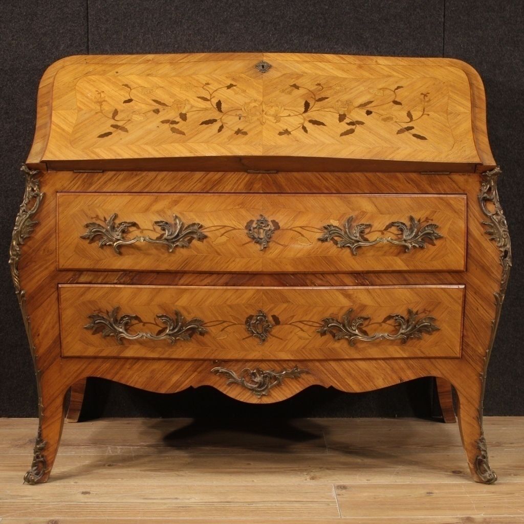 Bureau français en bois marqueté, XXe siècle photo Mobilier