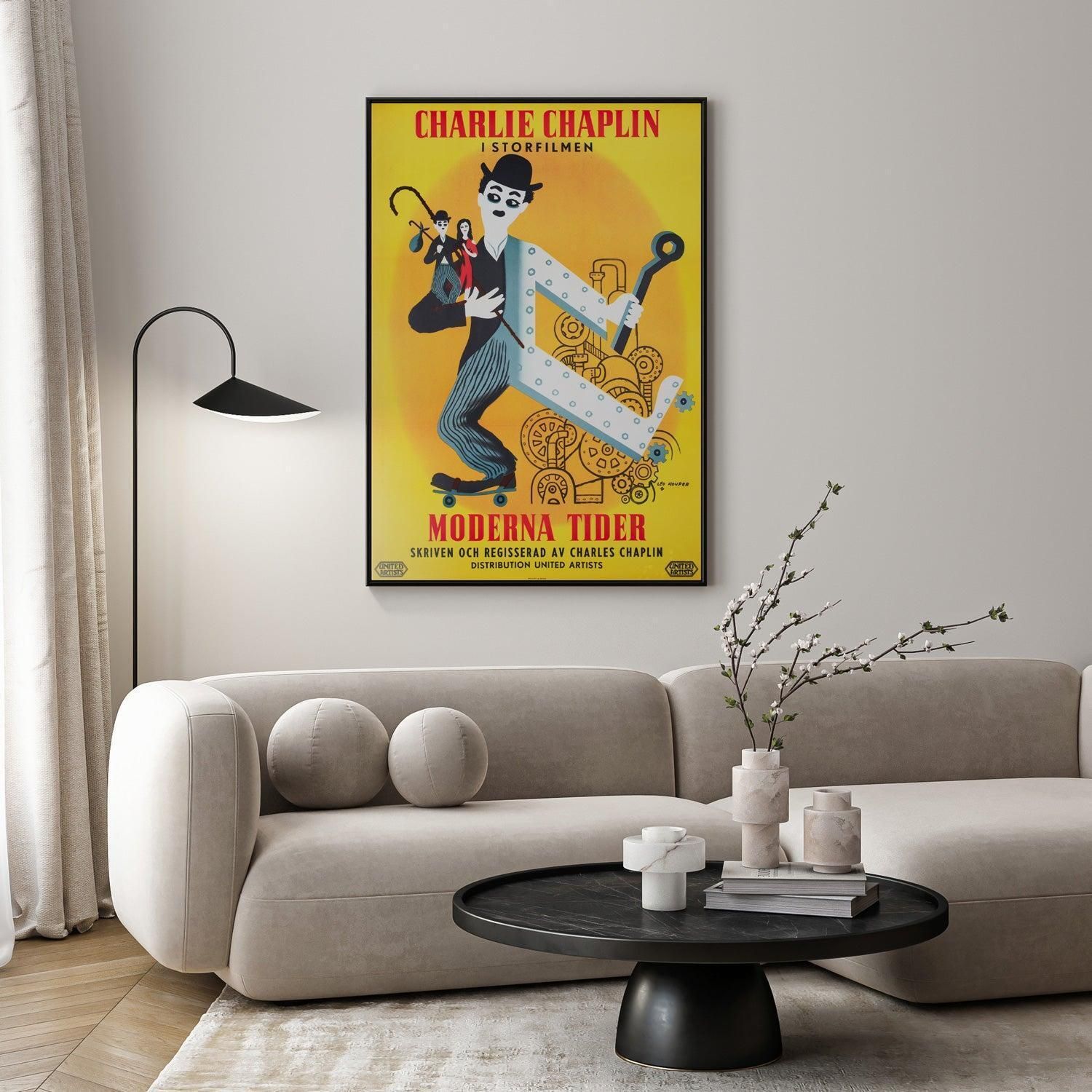 Affiche de cinéma suédoise Modern Times R1954, Léo Kouper photo furniture
