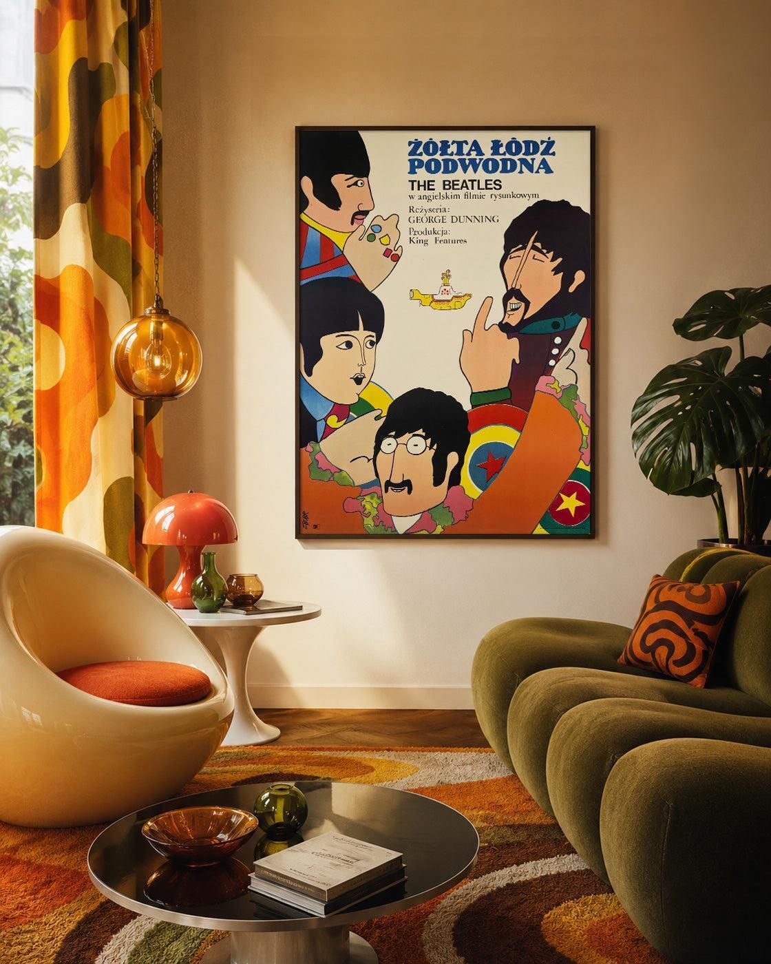 Affiche de cinéma polonaise A1 Yellow Submarine 1970, Zygmunt Bobrowski photo furniture