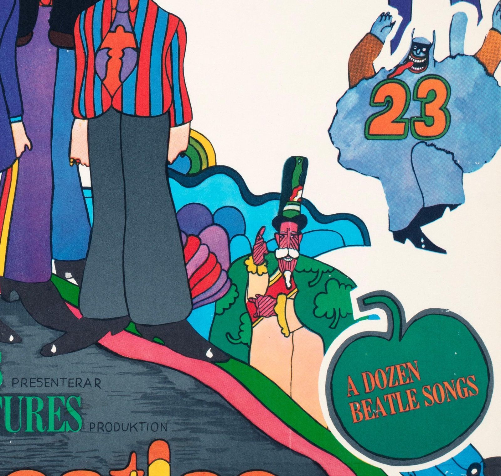 Affiche de cinéma suédoise The Beatles Yellow Submarine, 1968, Heinz Edelmann photo vinterior