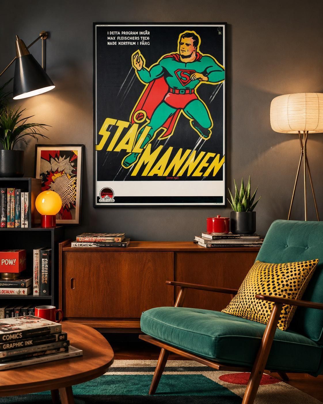 Superman 1940s Swedish Film Poster, Gösta åberg photo furniture