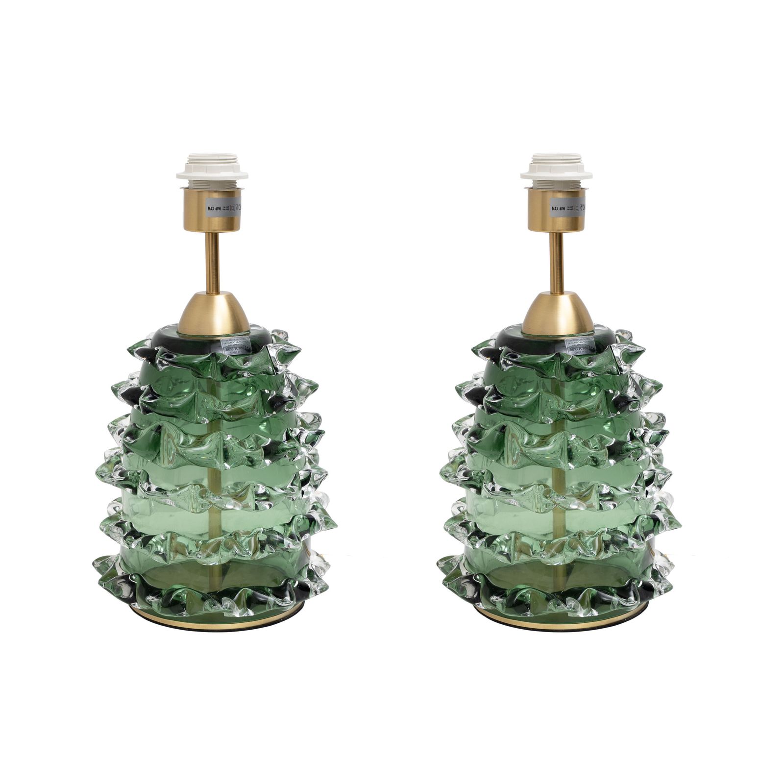 Paar Groene Rostrato Murano Glazen Tafellampen