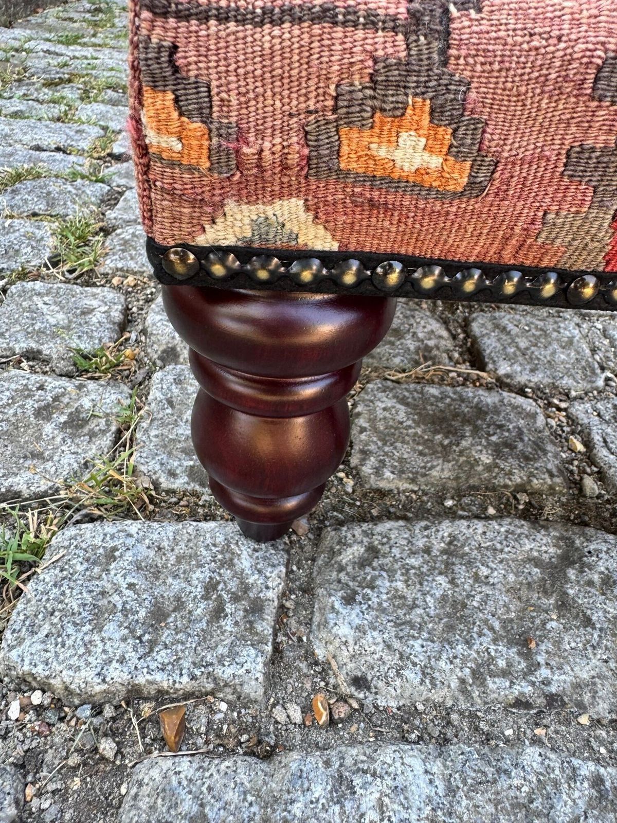 260.0 Kilim Covered Stool 0.42m X 0.31m X H0.24m photo