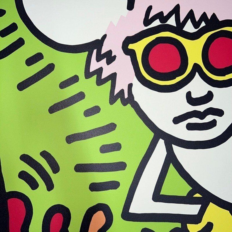Naar Keith Haring, Andy Mouse, print photo vinterior