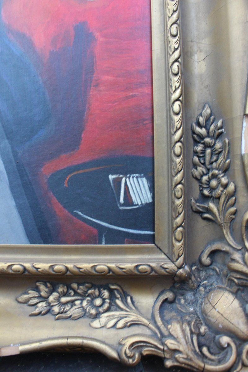 Lady Smoking 1950s Vintage Oil Painting | Framed Figurative Artwork photo buy