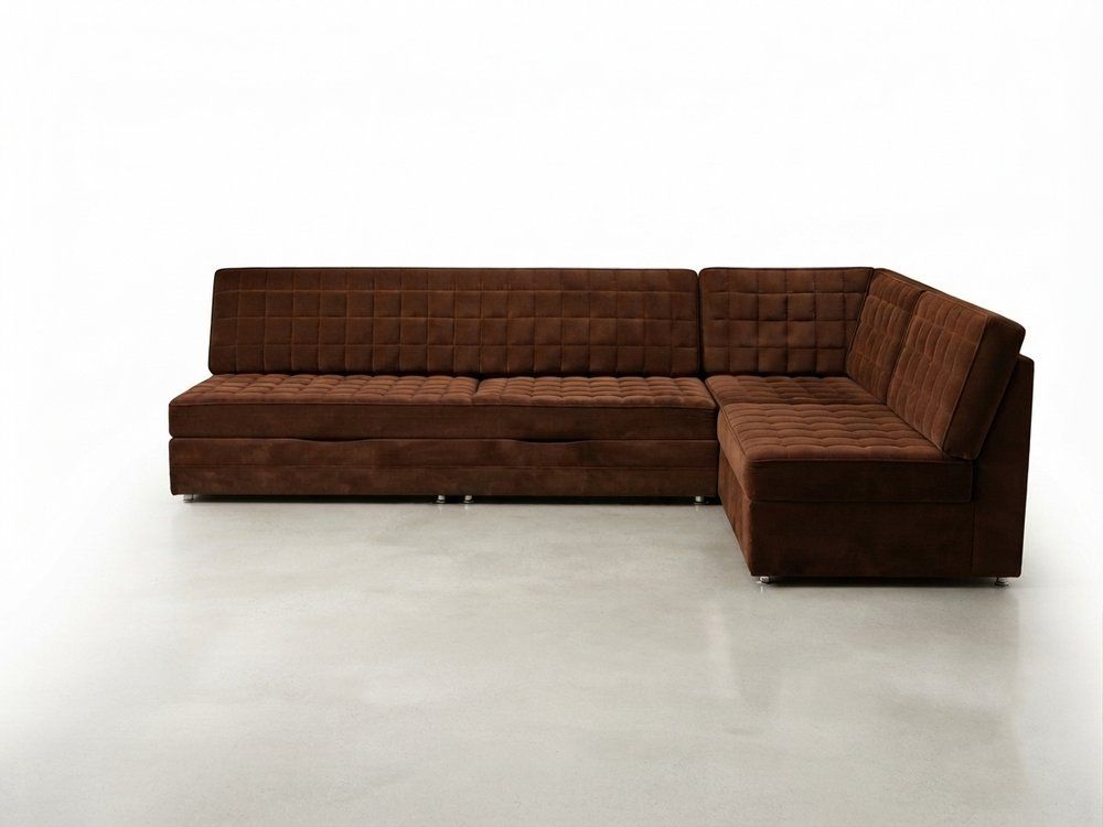Mid-Century Modern modulaire bank in bruin velvet, 1970, set van 3