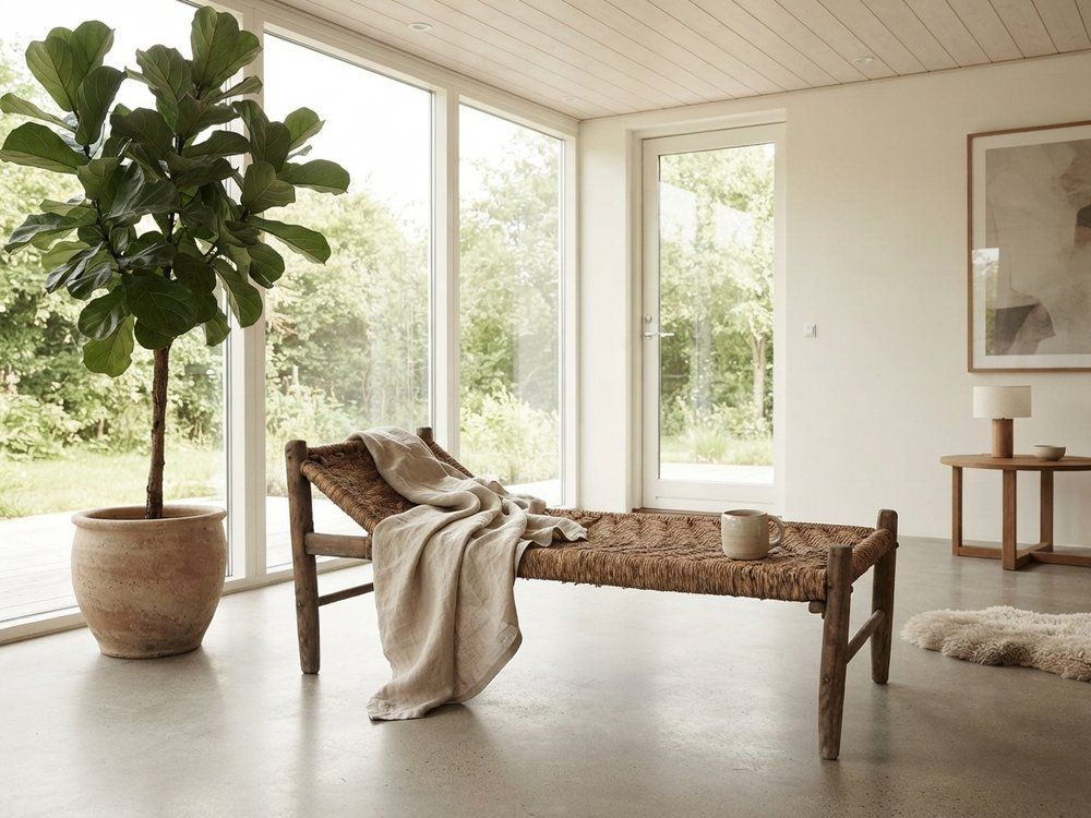 Rustiek handgevlochten rieten dagslaapbank photo furniture